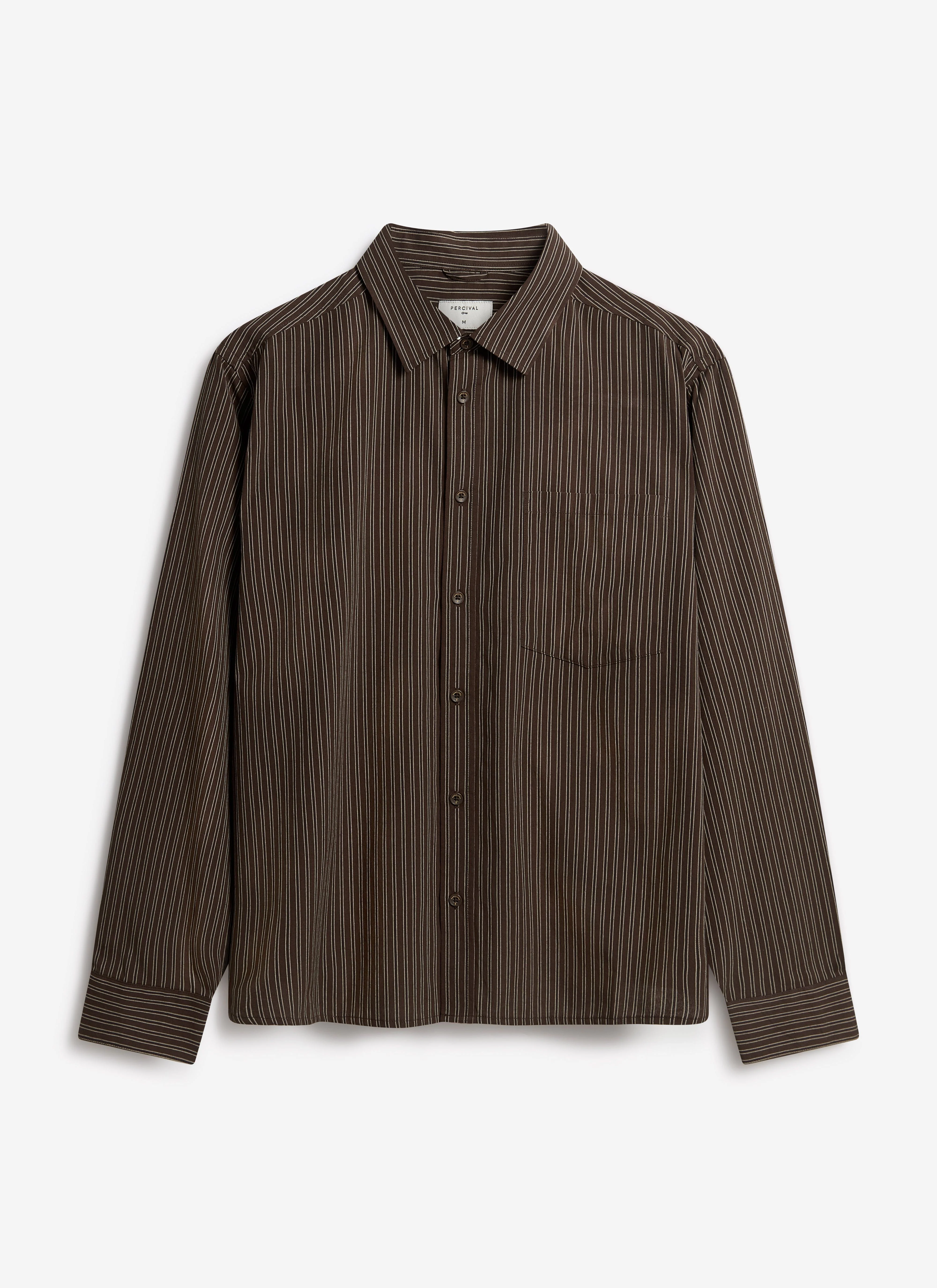 3869-clancy-striped-long-sleeve-shirt-cotton-brown-8.webp Clancy Striped Long Sleeve Shirt | Cotton | Brown