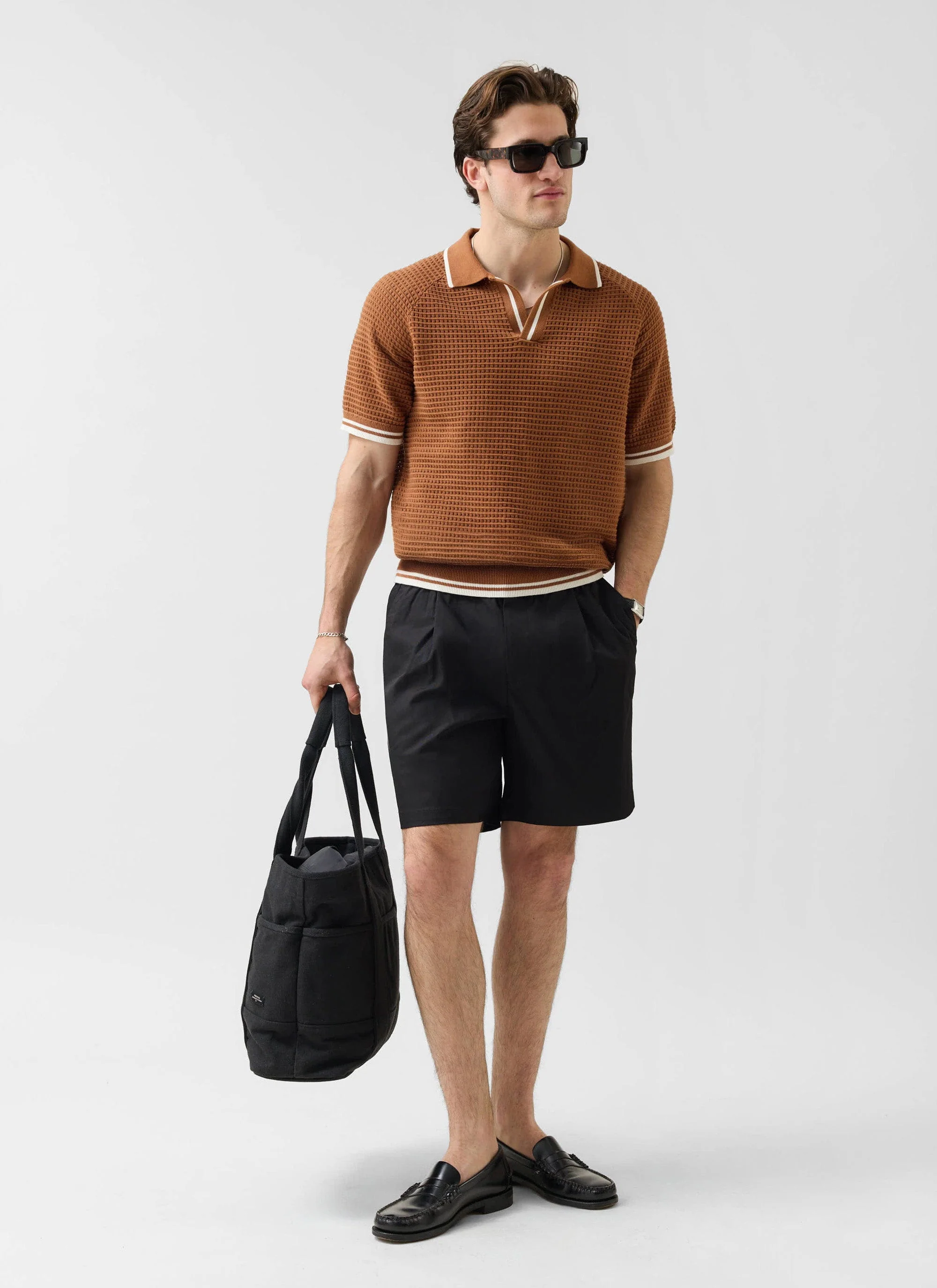 3883-tennis-boxy-knitted-polo-cotton-brown-4.webp Tennis Boxy Knitted Polo | Cotton | Brown