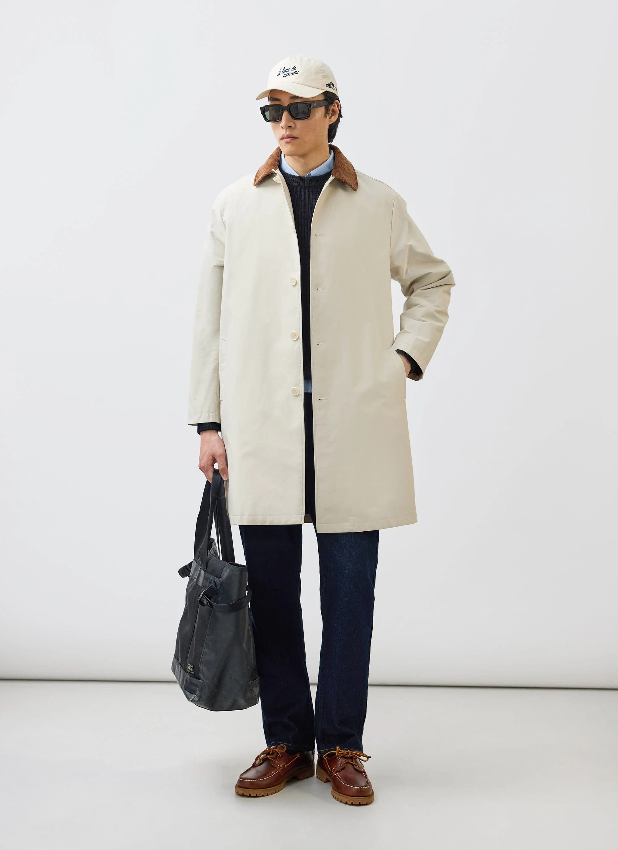3904-cord-collar-relaxed-trench-coat-cotton-stone-1.webp Cord Collar Relaxed Trench Coat | Cotton | Stone