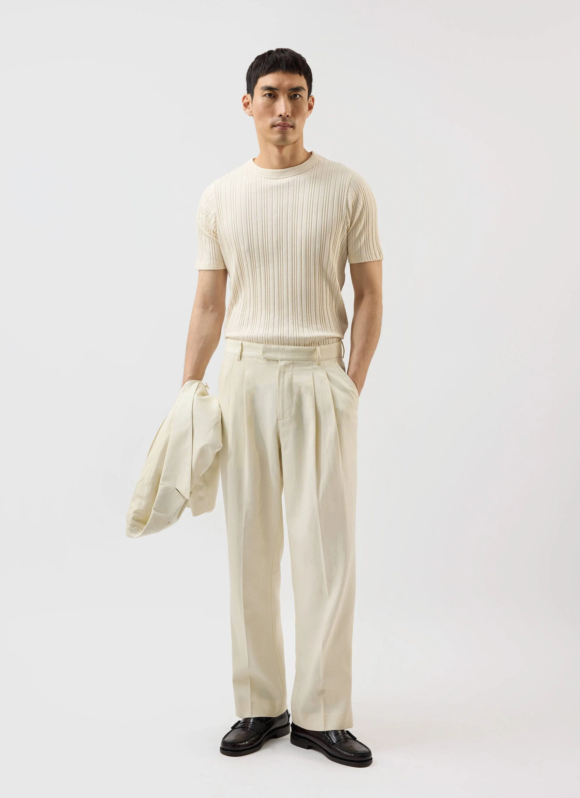 Pleated Lyocell Tailored Trousers | Percival x Warren | Cream