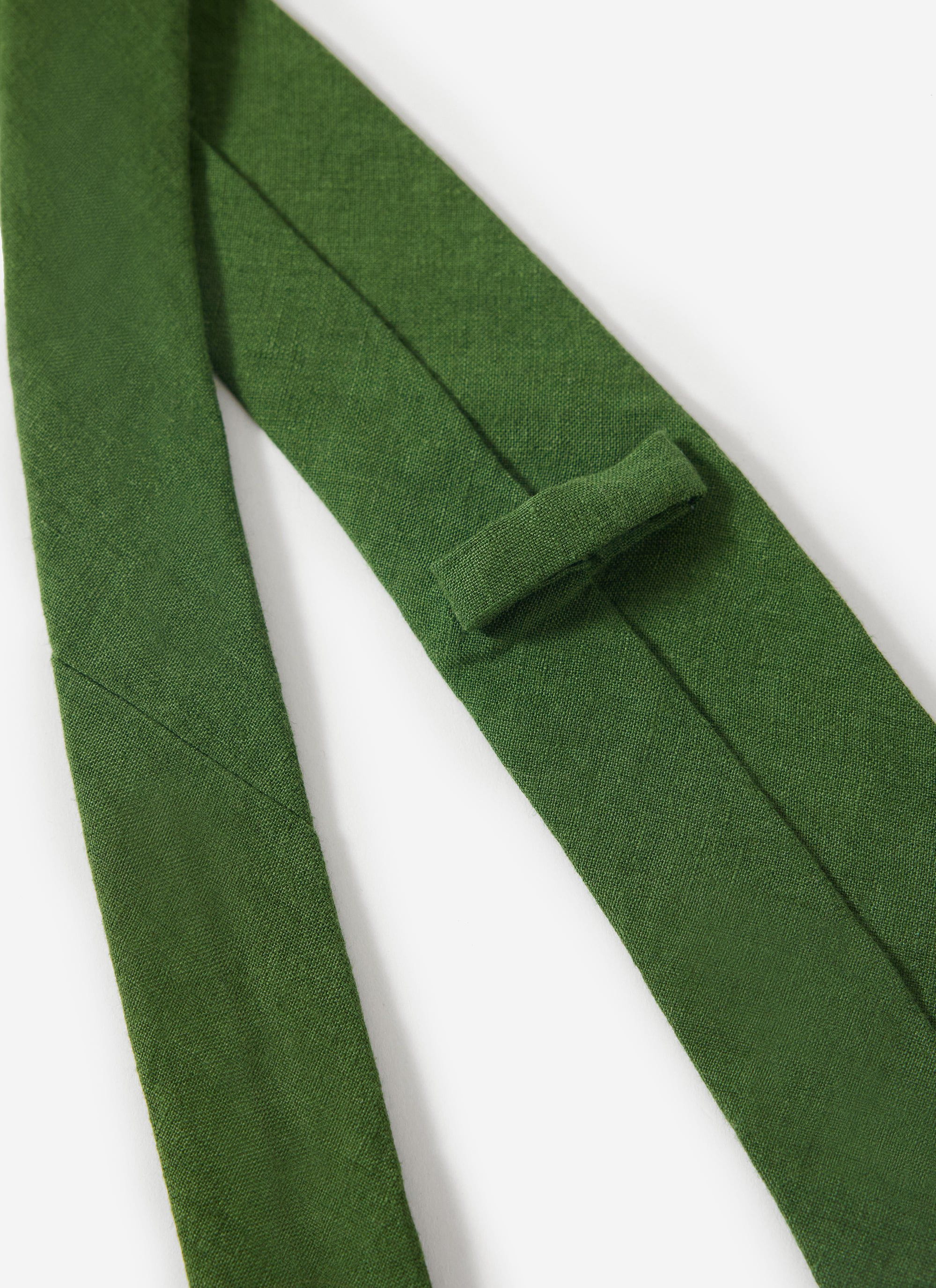 3980-linen-tie-forest-green-3.jpg Linen Tie | Forest Green