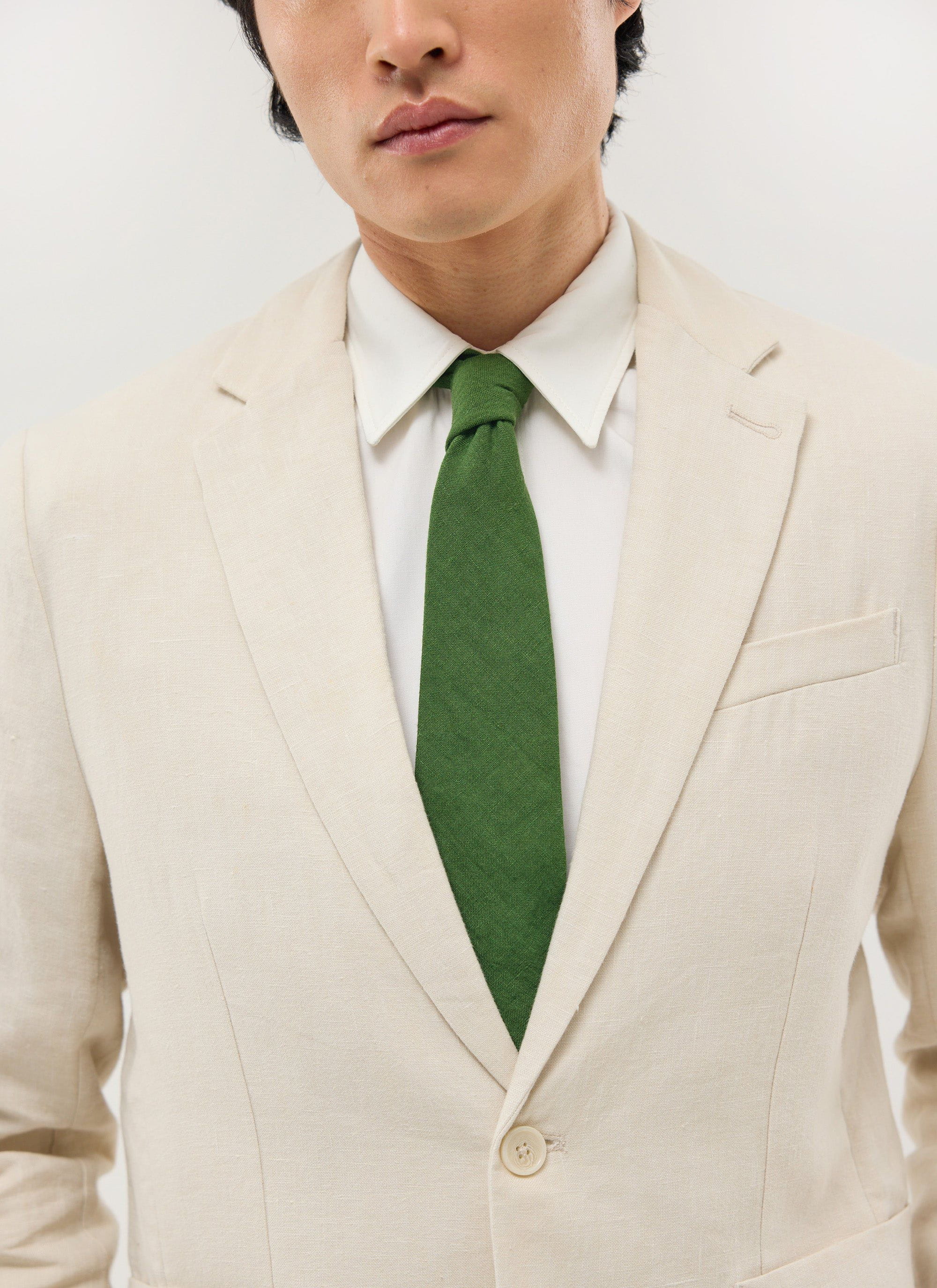 3980-linen-tie-forest-green-4.jpg Linen Tie | Forest Green