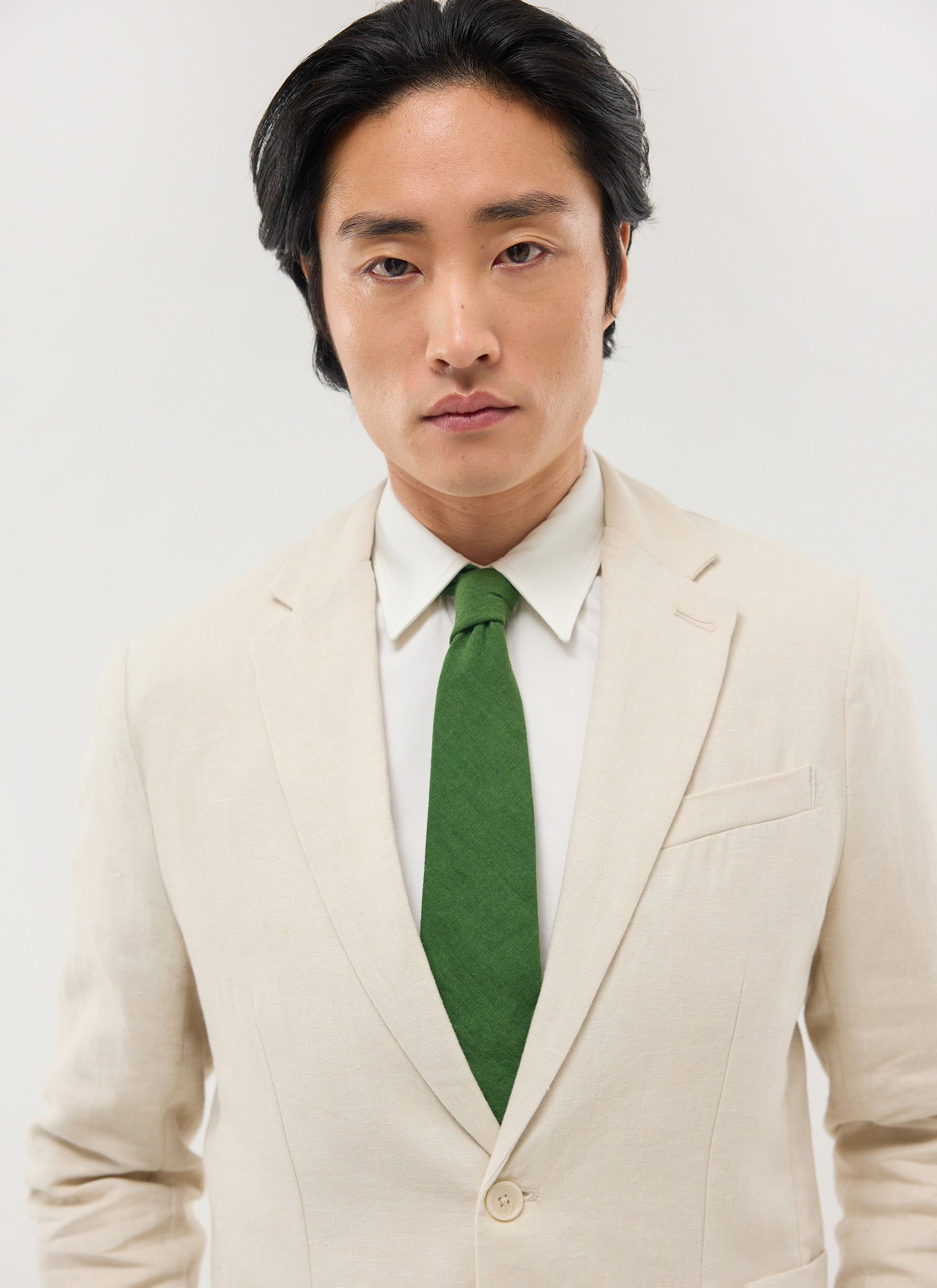 3980-linen-tie-forest-green-5.jpg Linen Tie | Forest Green