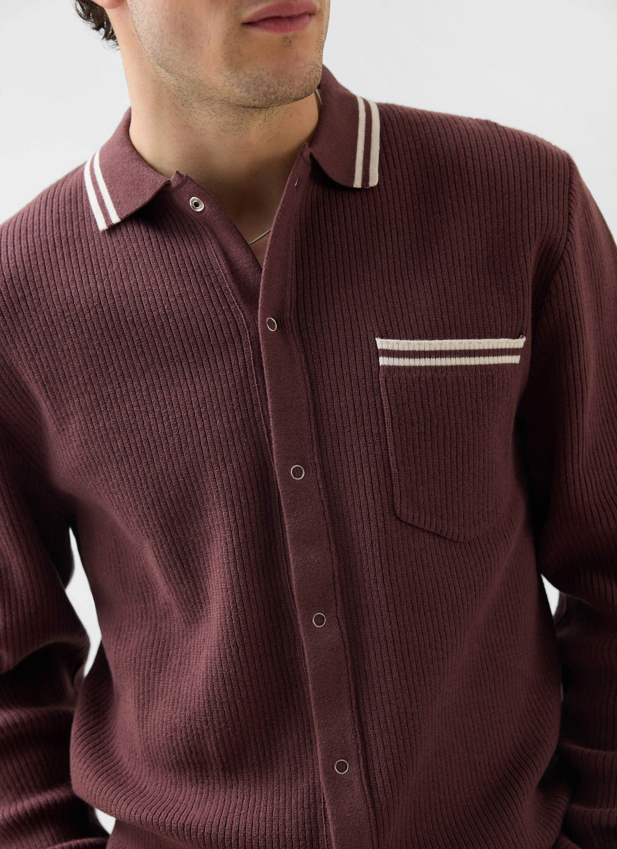 3992-pablo-cotton-knitted-shirt-long-sleeve-espresso-1.jpg Pablo Cotton Knitted Shirt | Long Sleeve | Espresso