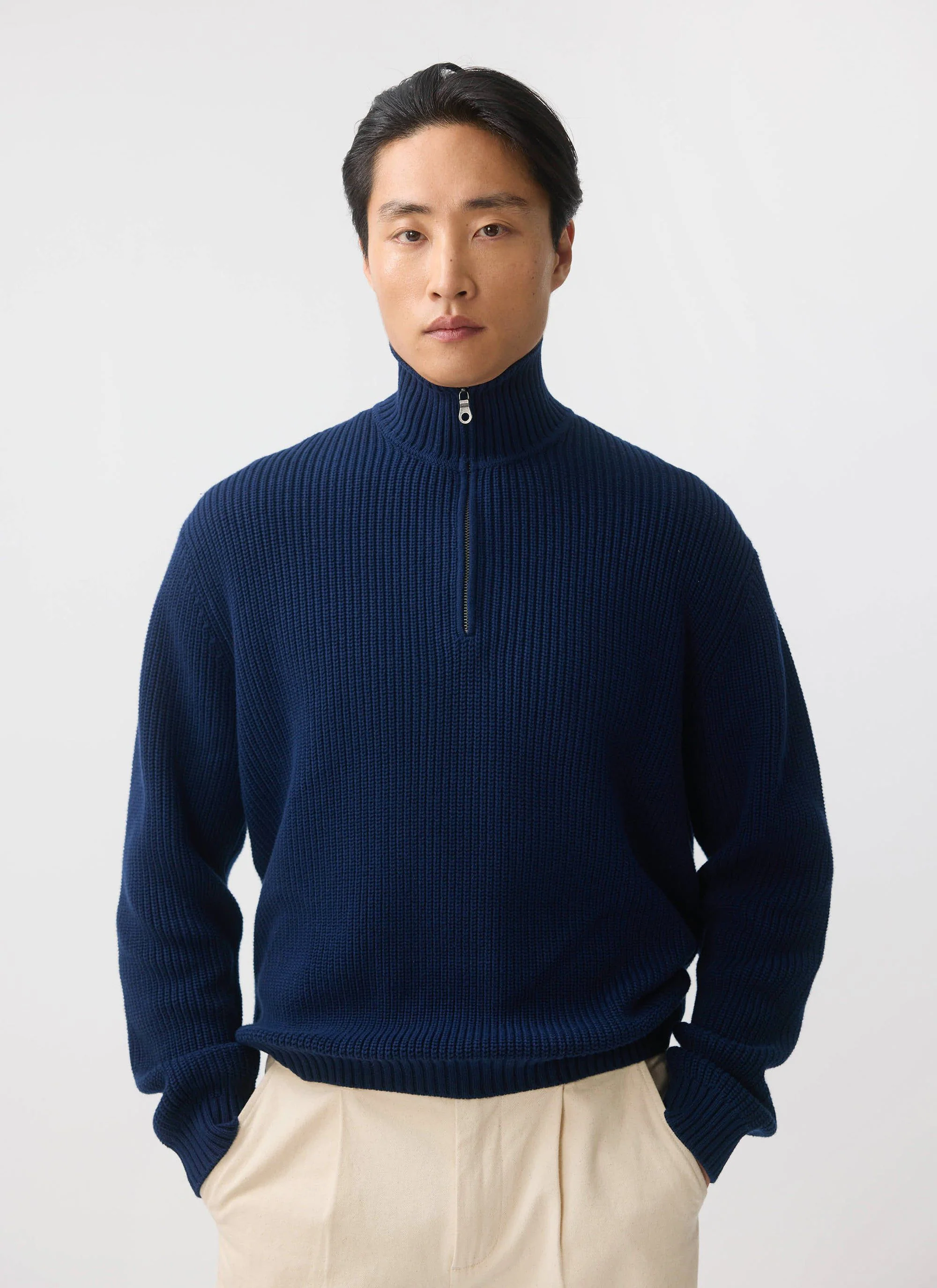 4046-meyer-boxy-quarter-zip-cotton-blue-7.webp Meyer Boxy Quarter Zip | Cotton | Blue