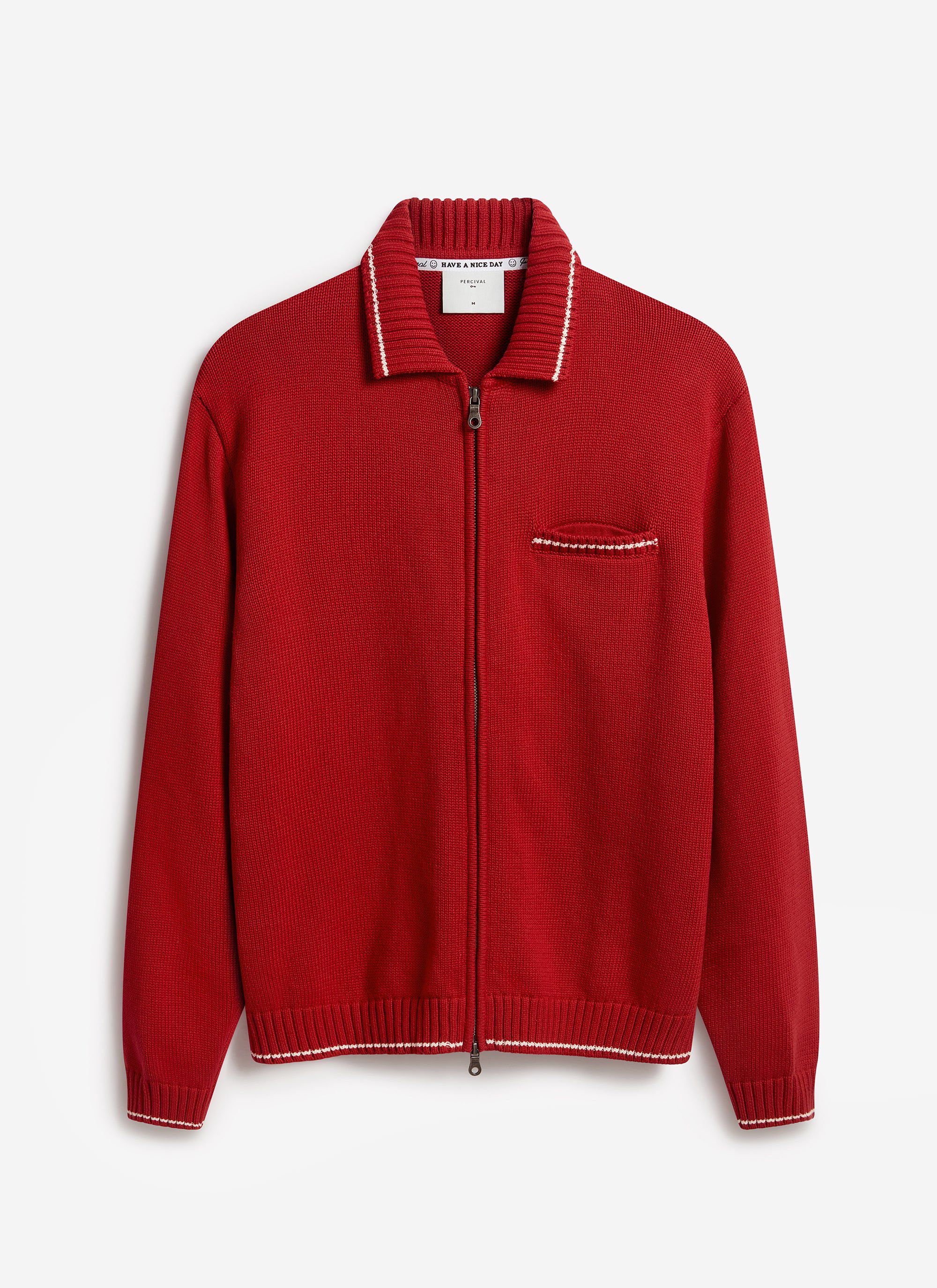 4095-gardner-dense-knitted-zip-cardigan-cotton-red-10.jpg Gardner Dense Knitted Zip Cardigan | Cotton | Red