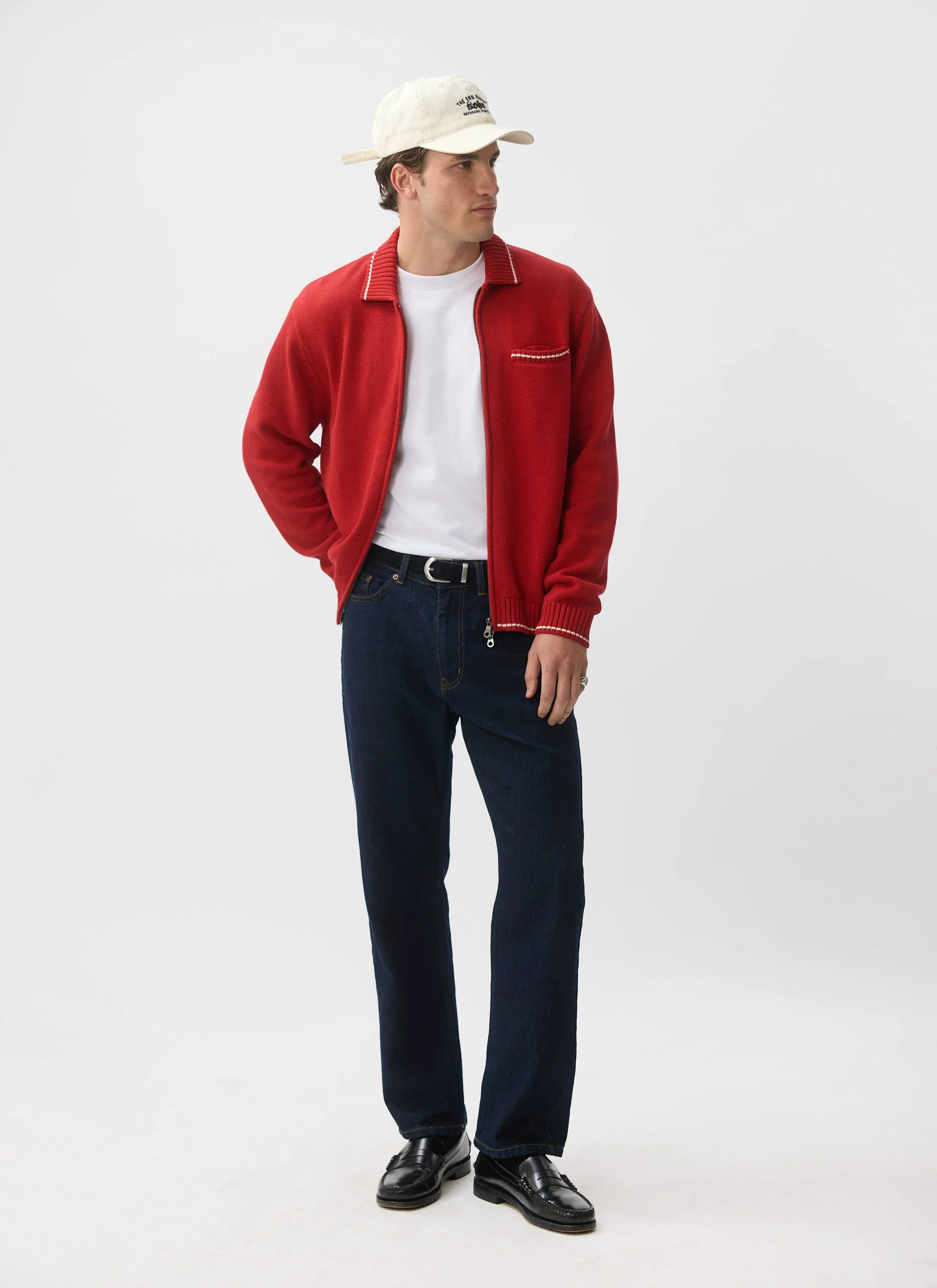 4095-gardner-dense-knitted-zip-cardigan-cotton-red-2.webp Gardner Dense Knitted Zip Cardigan | Cotton | Red