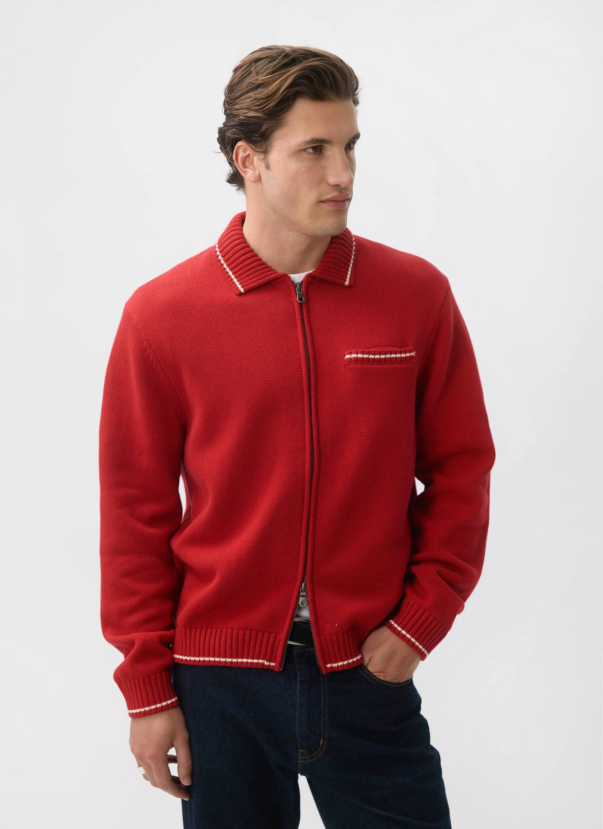 4095-gardner-dense-knitted-zip-cardigan-cotton-red-9.webp Gardner Dense Knitted Zip Cardigan | Cotton | Red