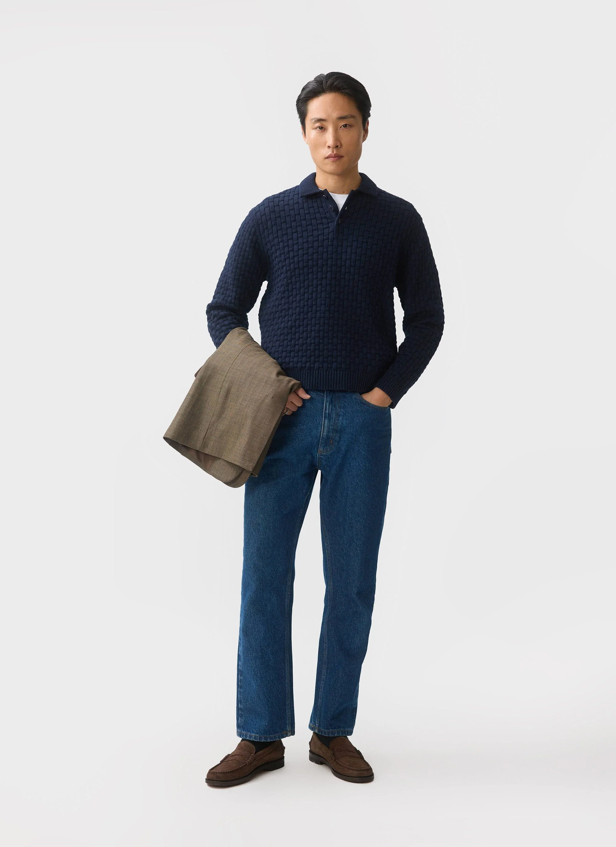 4109-archer-basketweave-long-sleeve-knitted-shirt-cotton-navy-3.webp Archer Basketweave Long Sleeve Knitted Shirt | Cotton | Navy