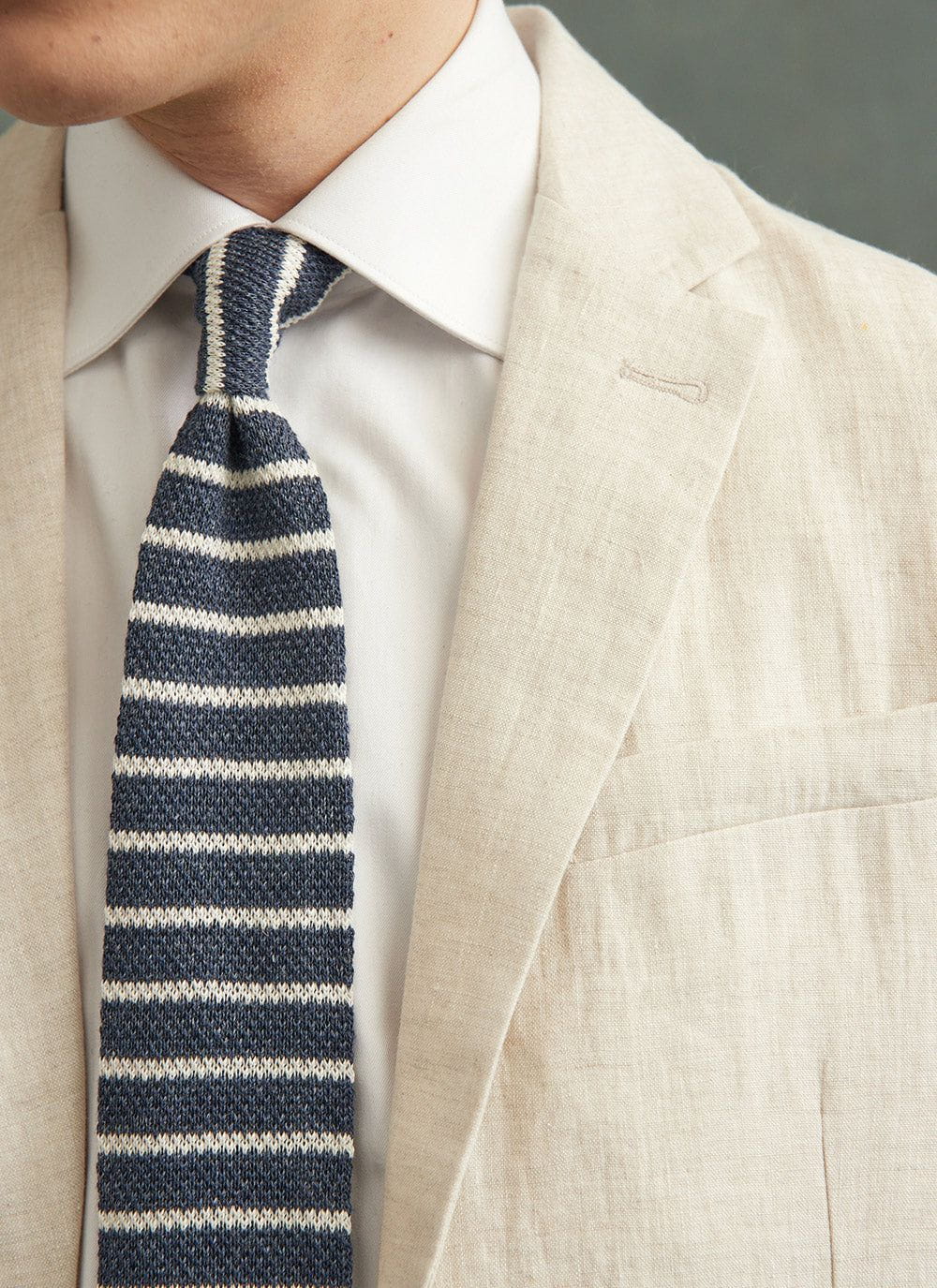 4128-stripe-linen-tie-navy-marl-1.jpg Stripe Linen Tie | Navy Marl