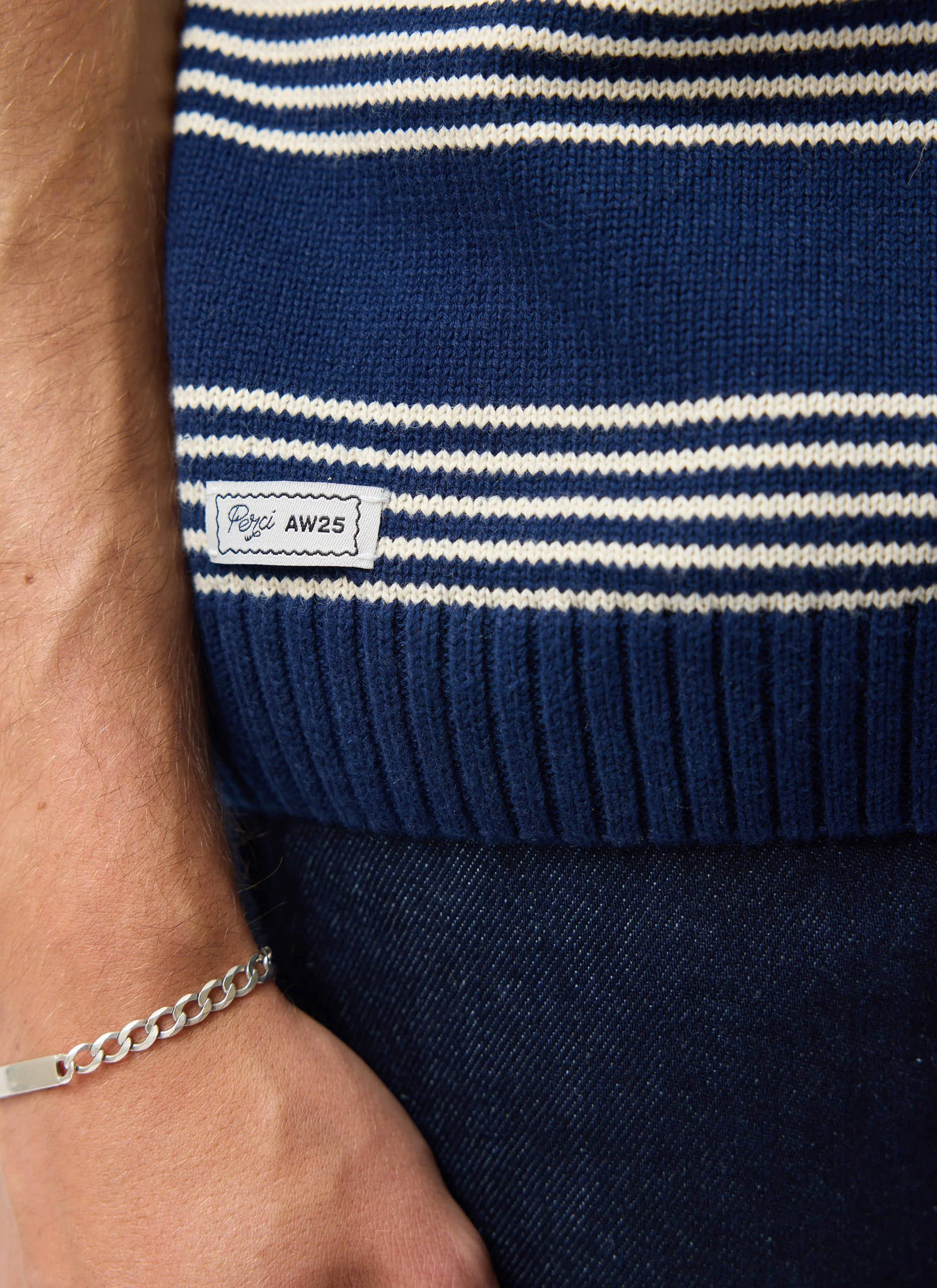 4129-fiction-striped-knitted-t-shirt-cotton-navy-3.webp Fiction Striped Knitted T Shirt | Cotton | Navy