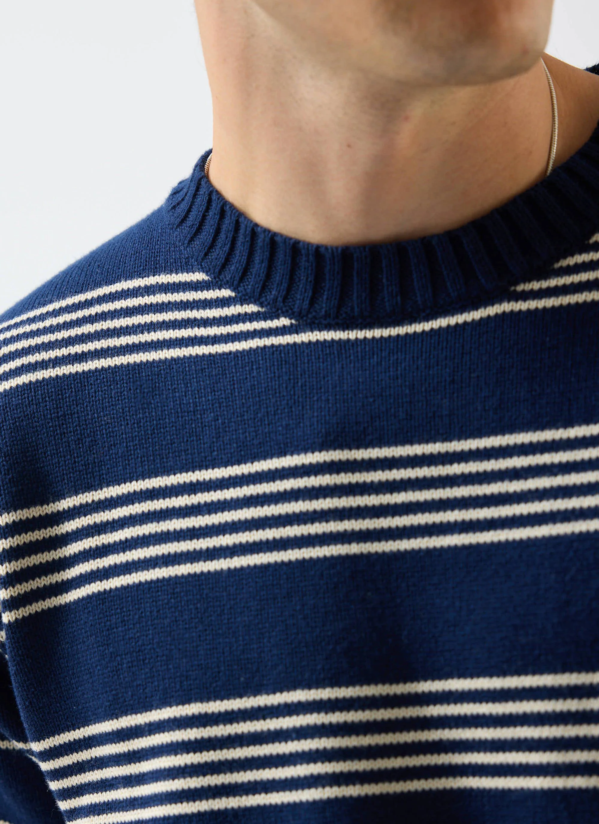 4129-fiction-striped-knitted-t-shirt-cotton-navy-6.webp Fiction Striped Knitted T Shirt | Cotton | Navy