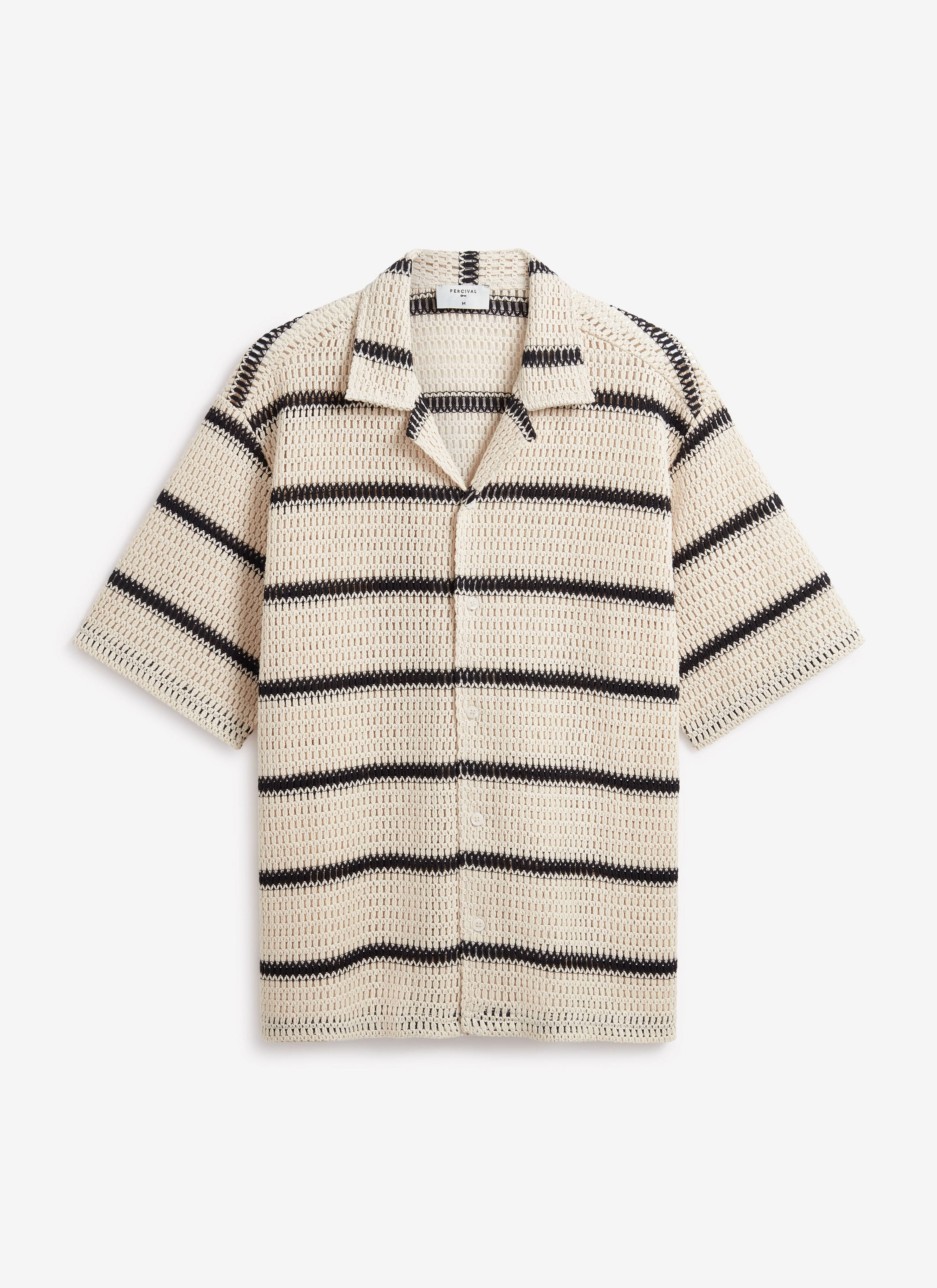 4198-crochet-groundsman-cuban-shirt-cream-with-black-6.webp Crochet Groundsman Cuban Shirt | Cream with Black