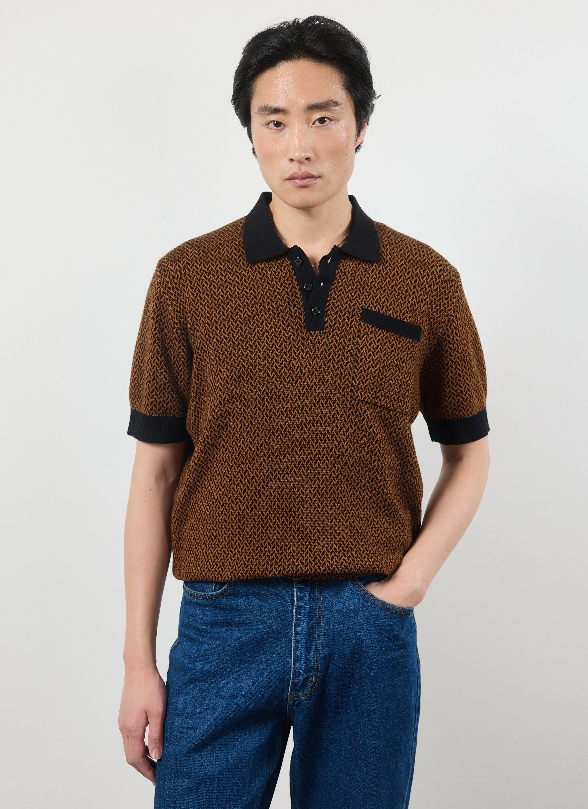4212-casa-martini-knitted-polo-cotton-espresso-4.jpg Casa Martini Knitted Polo | Cotton | Espresso
