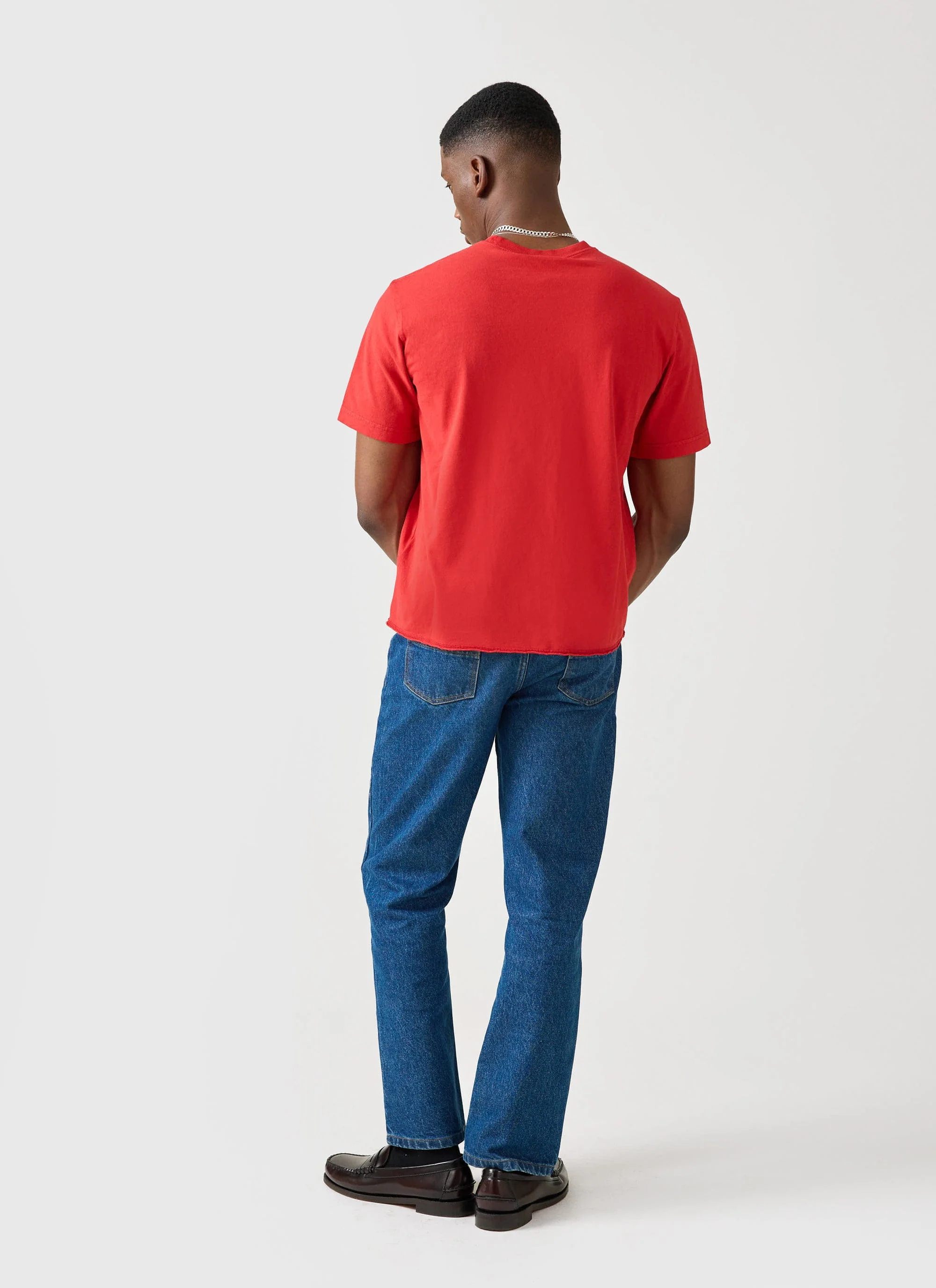 Track and Field Raw Hem T Shirt | Champion x Percival | Red