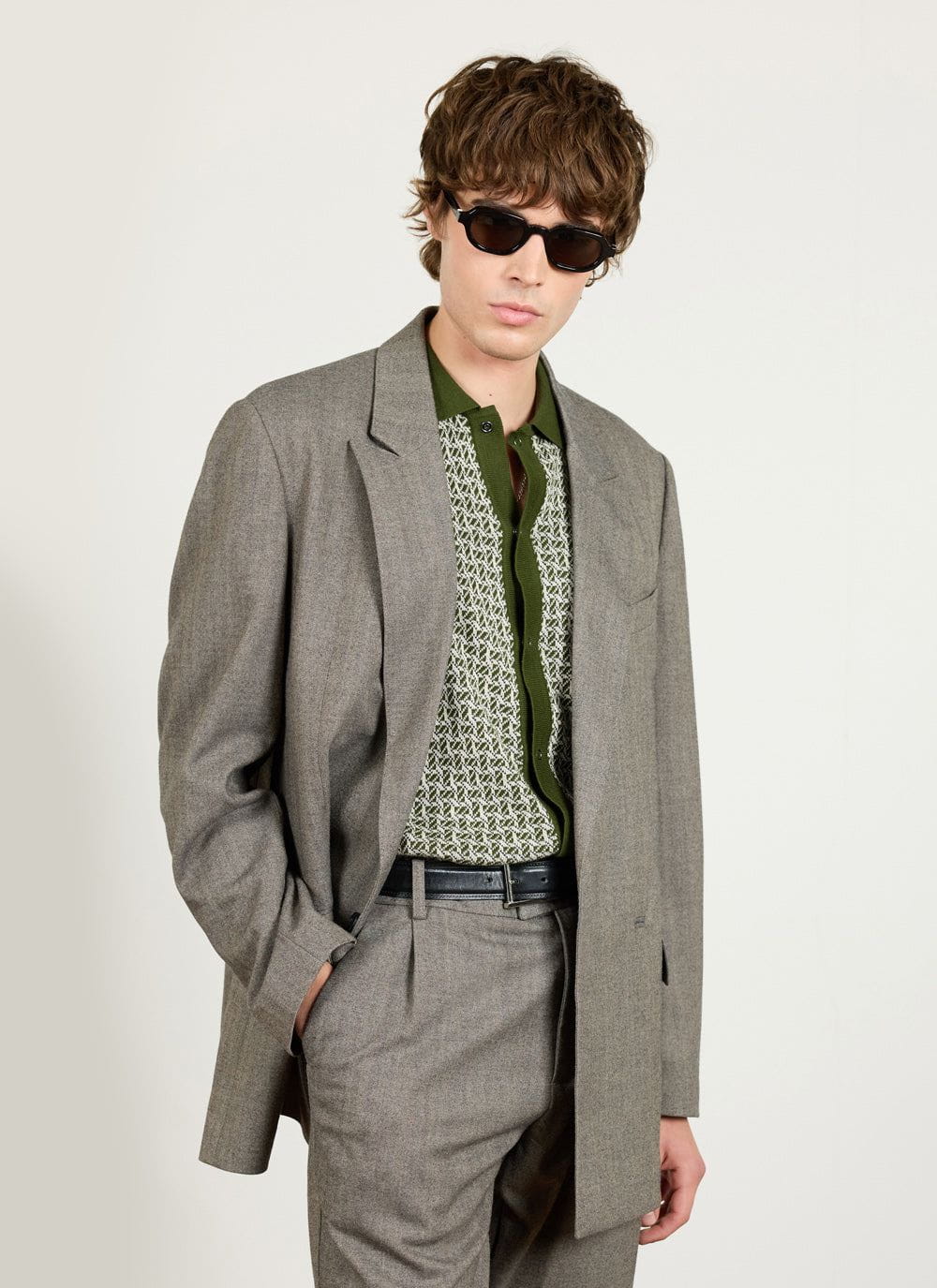 4306-tailored-double-breasted-blazer-herringbone-grey-5.jpg Tailored Double Breasted Blazer | Herringbone | Grey