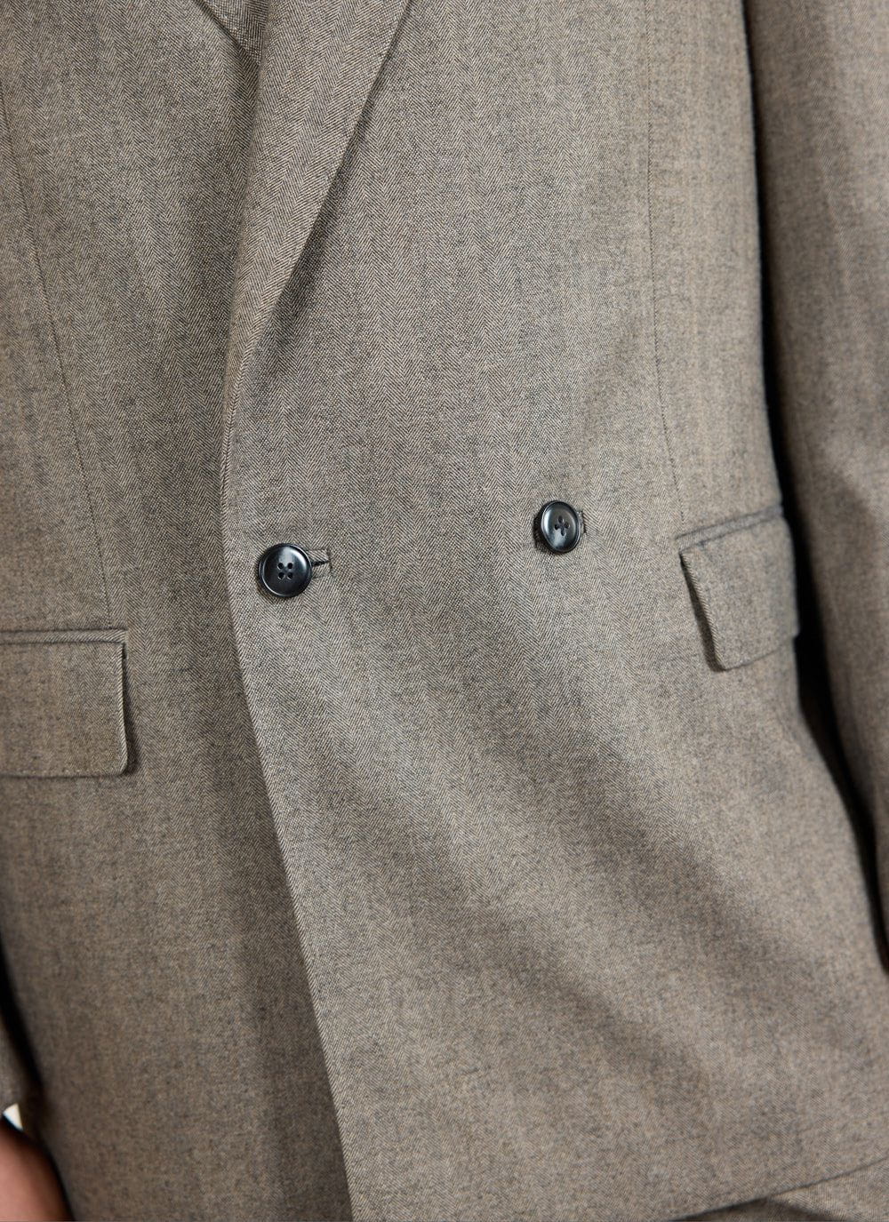 4306-tailored-double-breasted-blazer-herringbone-grey-6.jpg Tailored Double Breasted Blazer | Herringbone | Grey