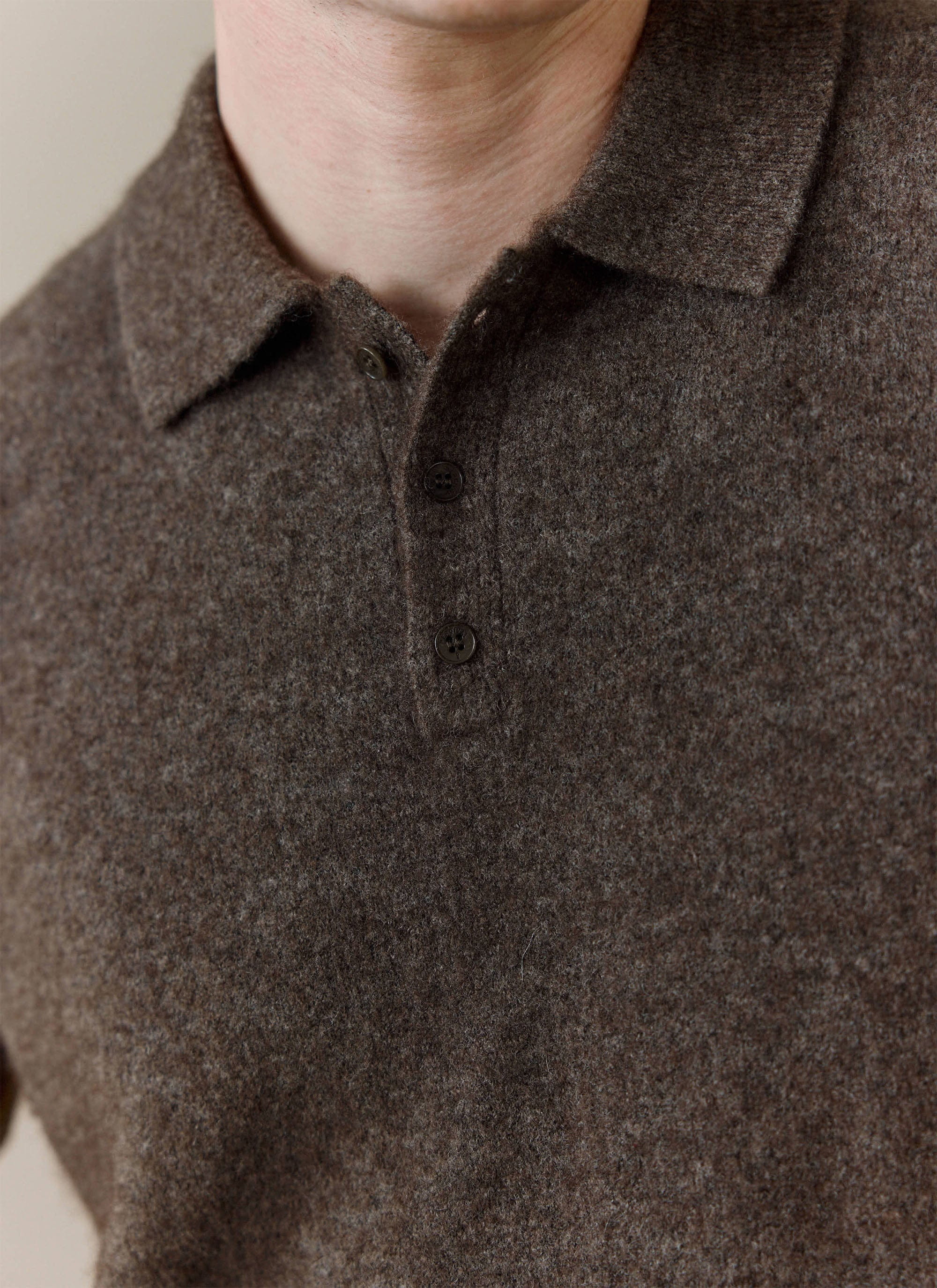 Collins Knitted Polo | Yak | Espresso
