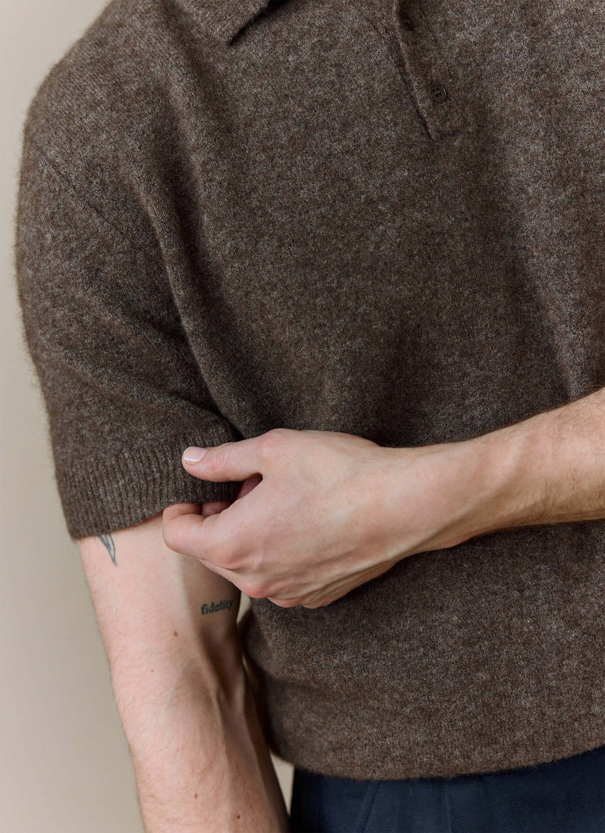Collins Knitted Polo | Yak | Espresso