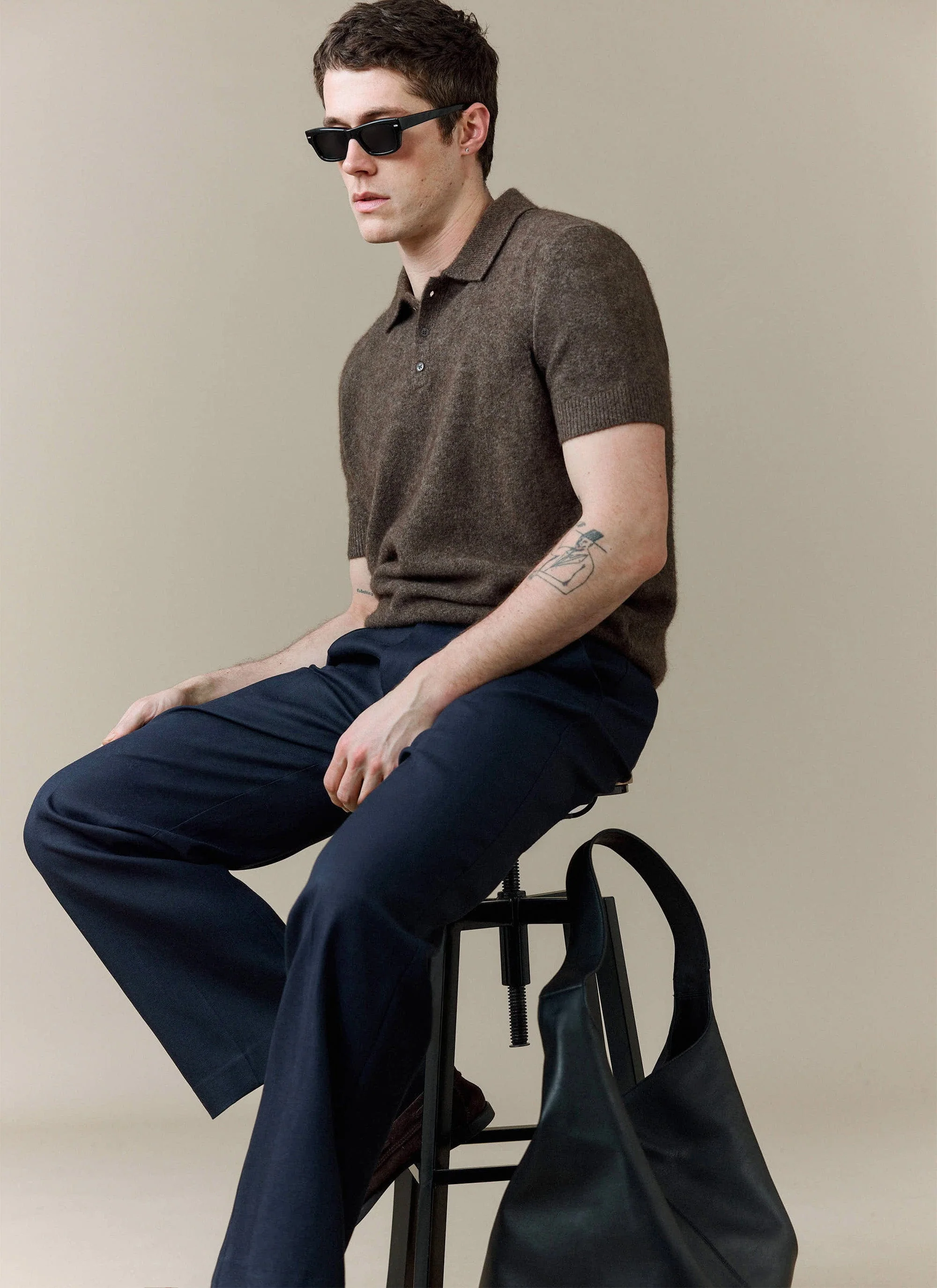 Collins Knitted Polo | Yak | Espresso