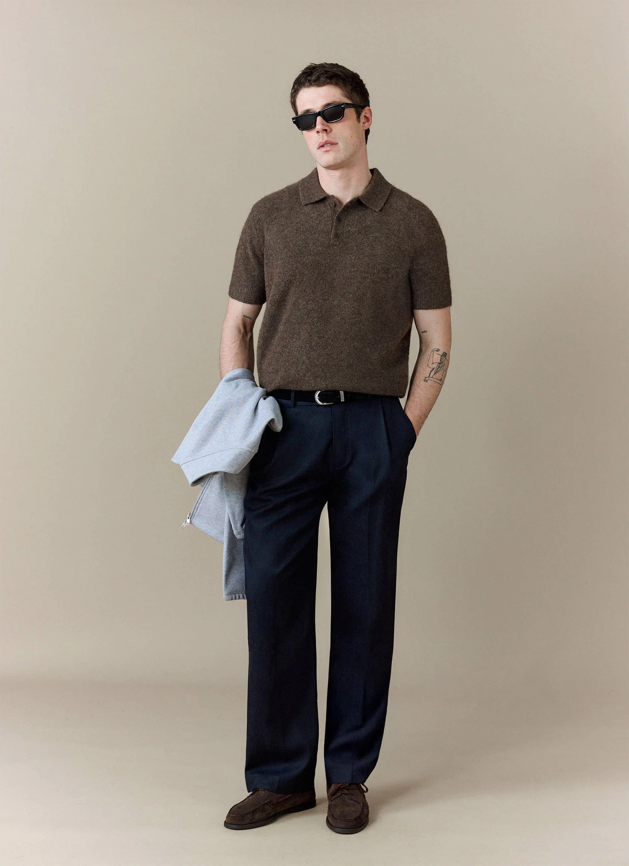 Collins Knitted Polo | Yak | Espresso