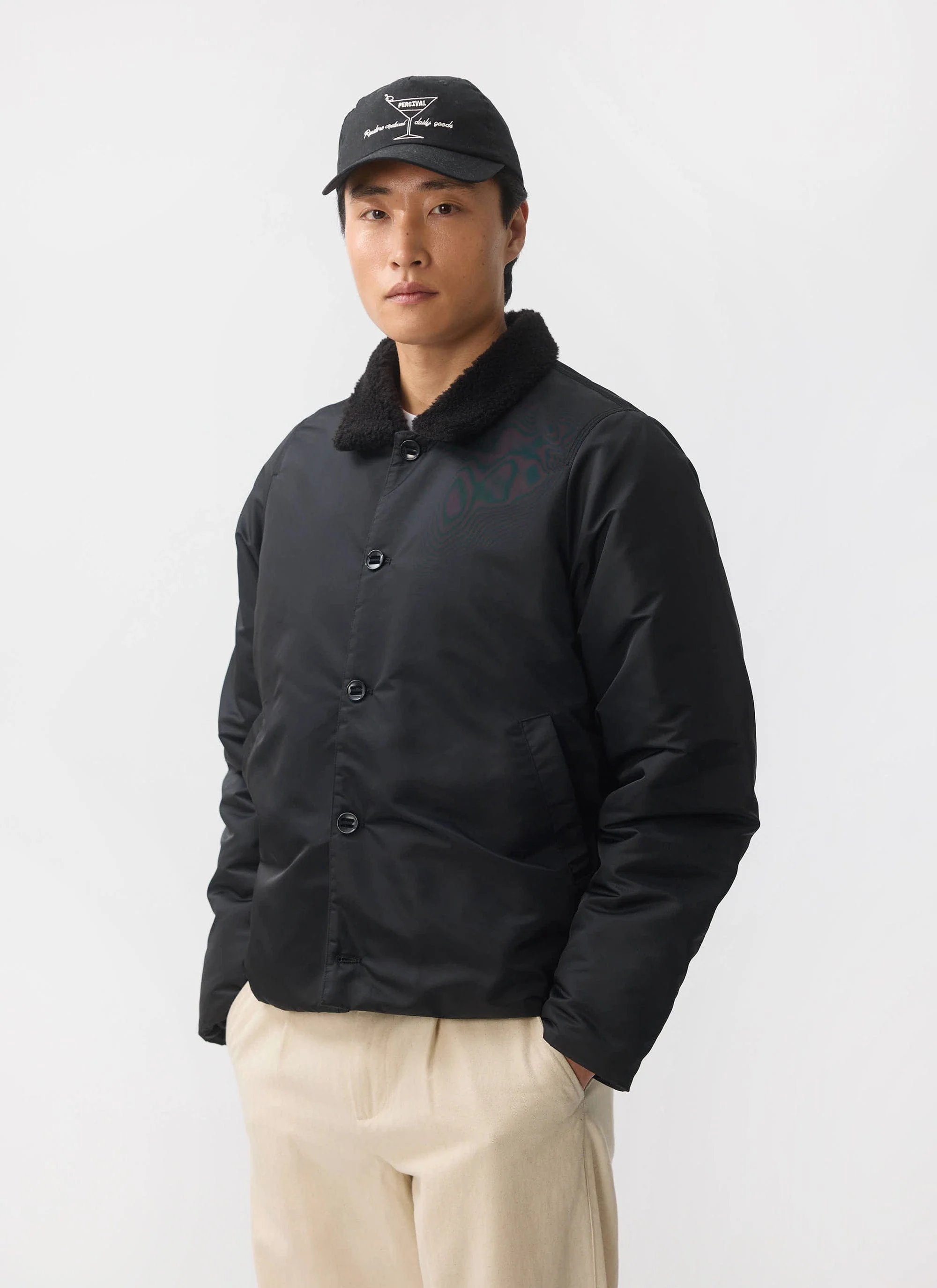 4377-doppio-bomber-jacket-nylon-black-1.webp Doppio Bomber Jacket | Nylon | Black