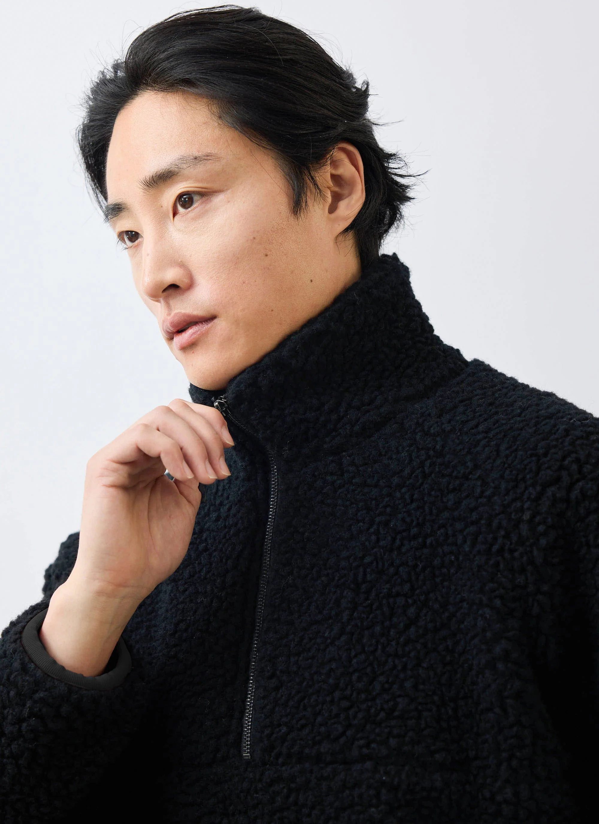4384-men-s-quarter-zip-wool-fleece-pullover-black-2.webp Men's Quarter Zip Wool Fleece Pullover | Black