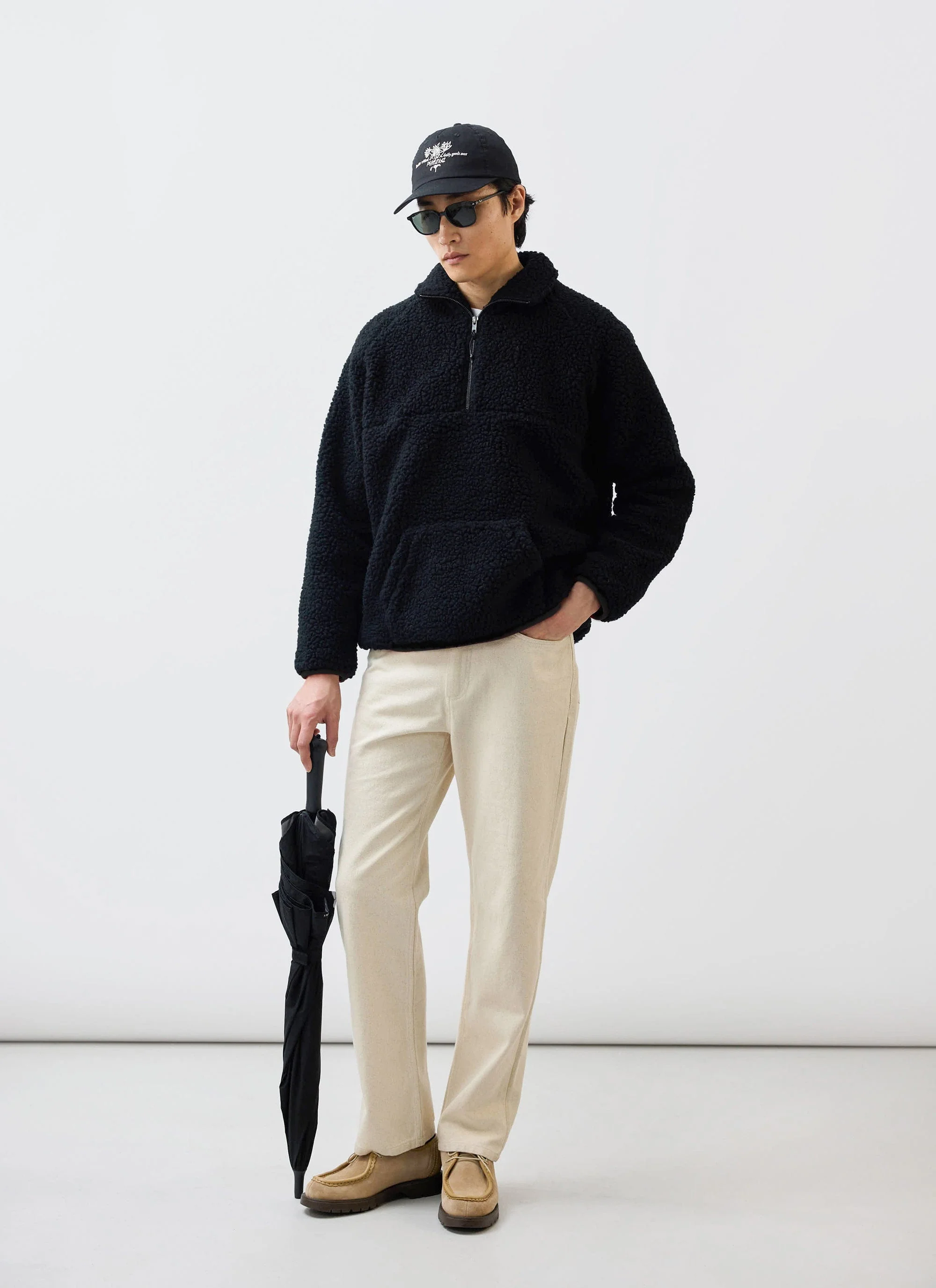 4384-men-s-quarter-zip-wool-fleece-pullover-black-3.webp Men's Quarter Zip Wool Fleece Pullover | Black
