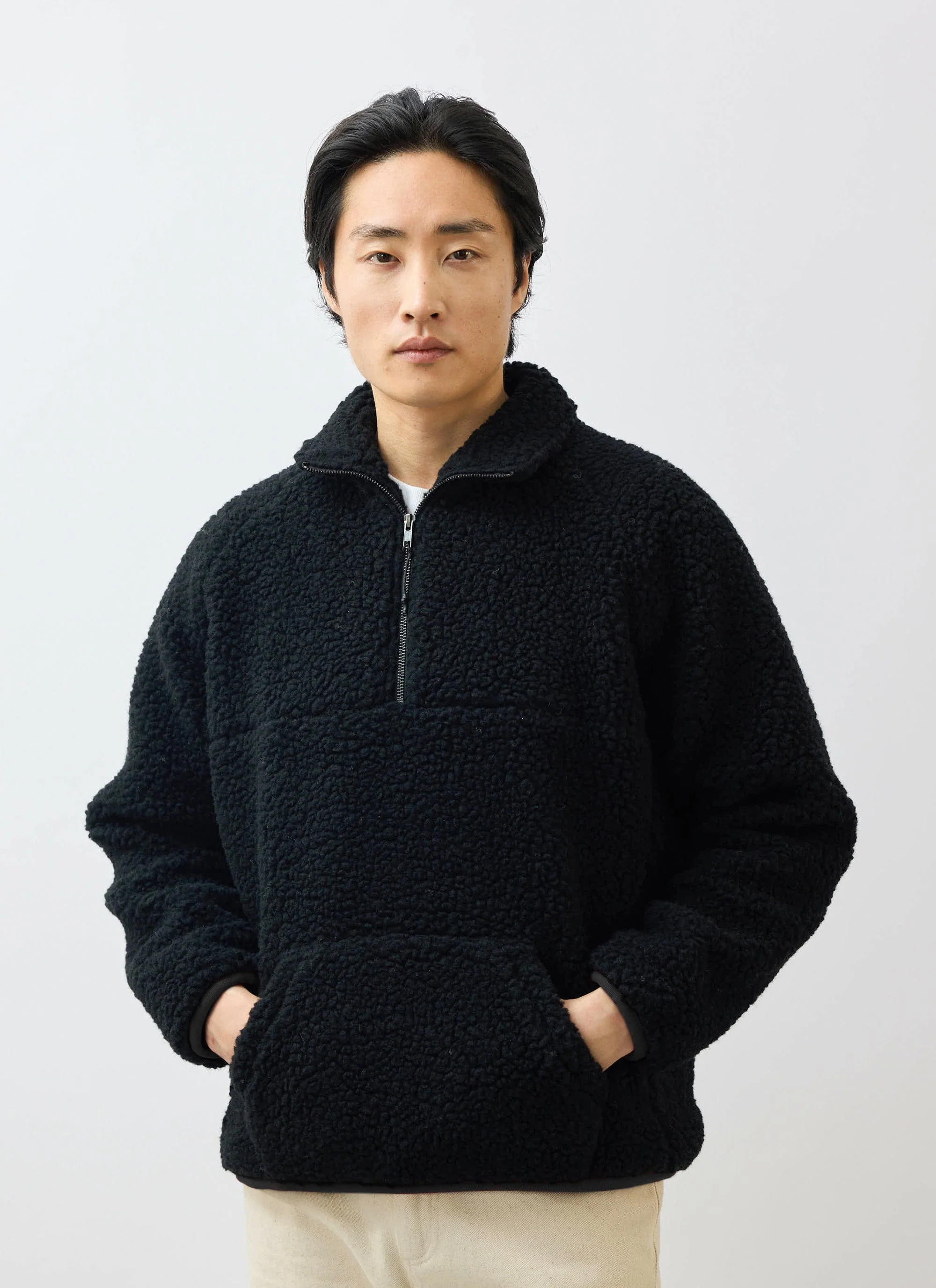 4384-men-s-quarter-zip-wool-fleece-pullover-black-4.webp Men's Quarter Zip Wool Fleece Pullover | Black