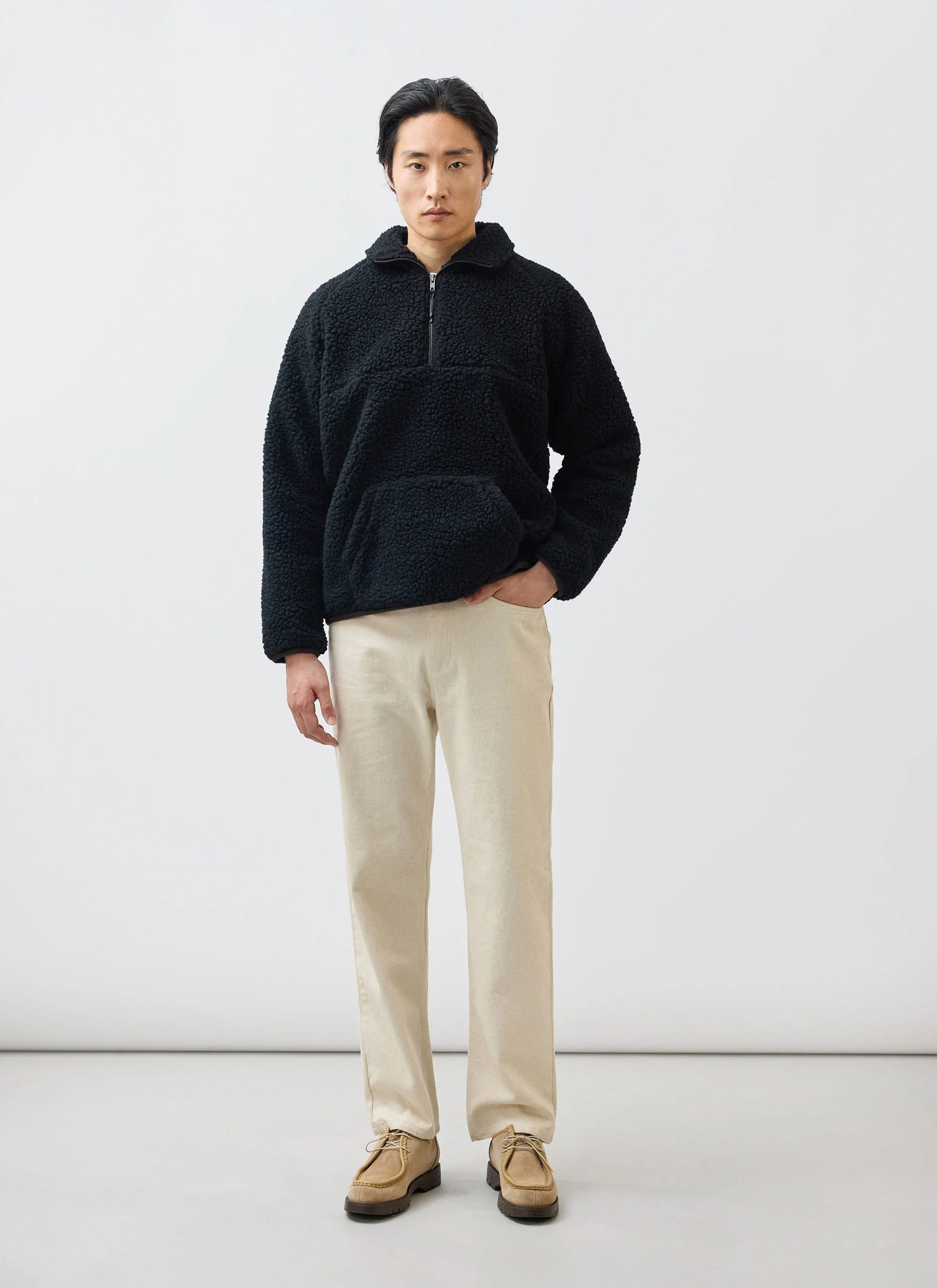 4384-men-s-quarter-zip-wool-fleece-pullover-black-6.webp Men's Quarter Zip Wool Fleece Pullover | Black