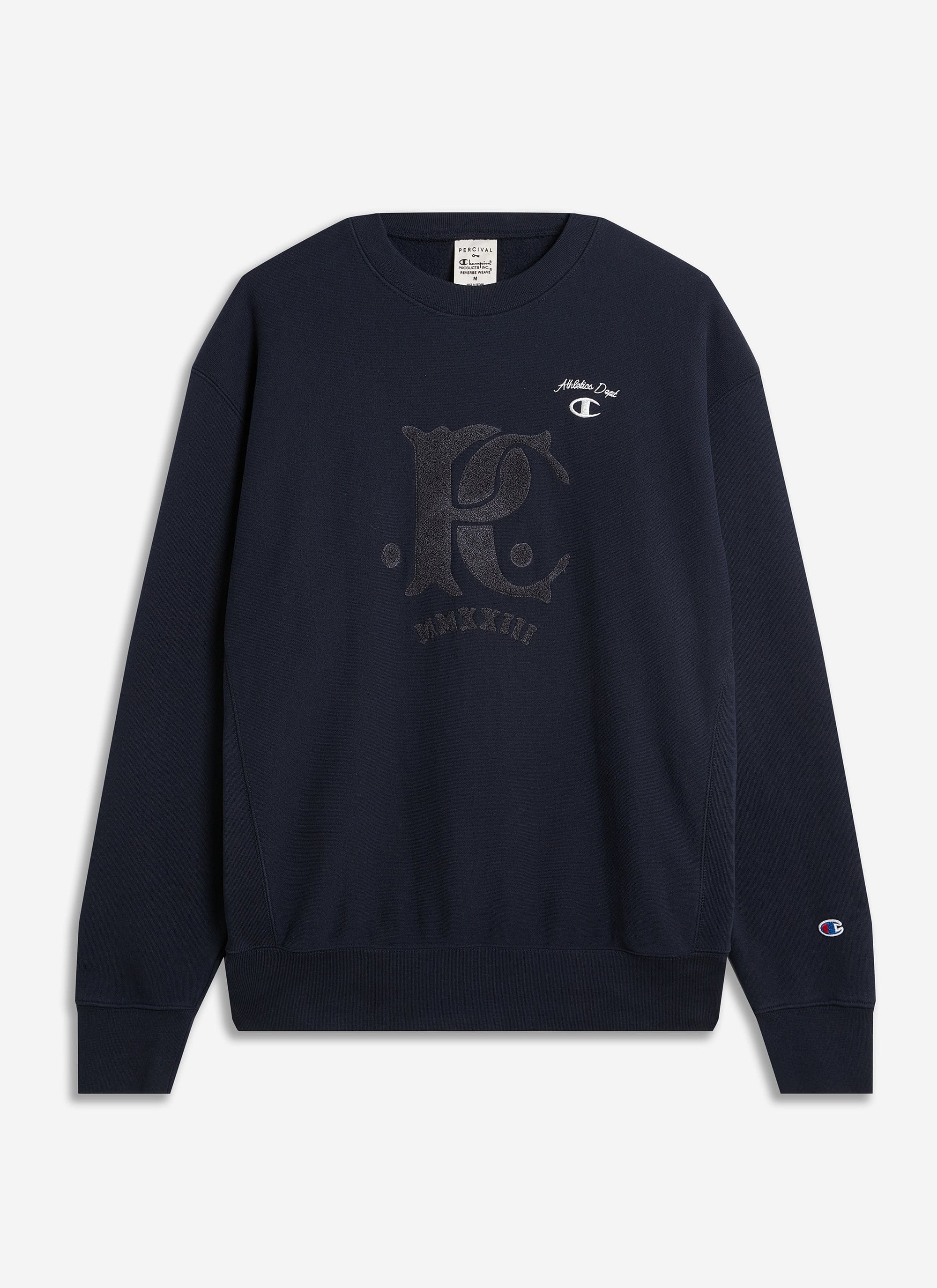 4407-chenille-patch-jersey-sweatshirt-champion-x-percival-navy-8.jpg Chenille Patch Jersey Sweatshirt | Champion x Percival | Navy