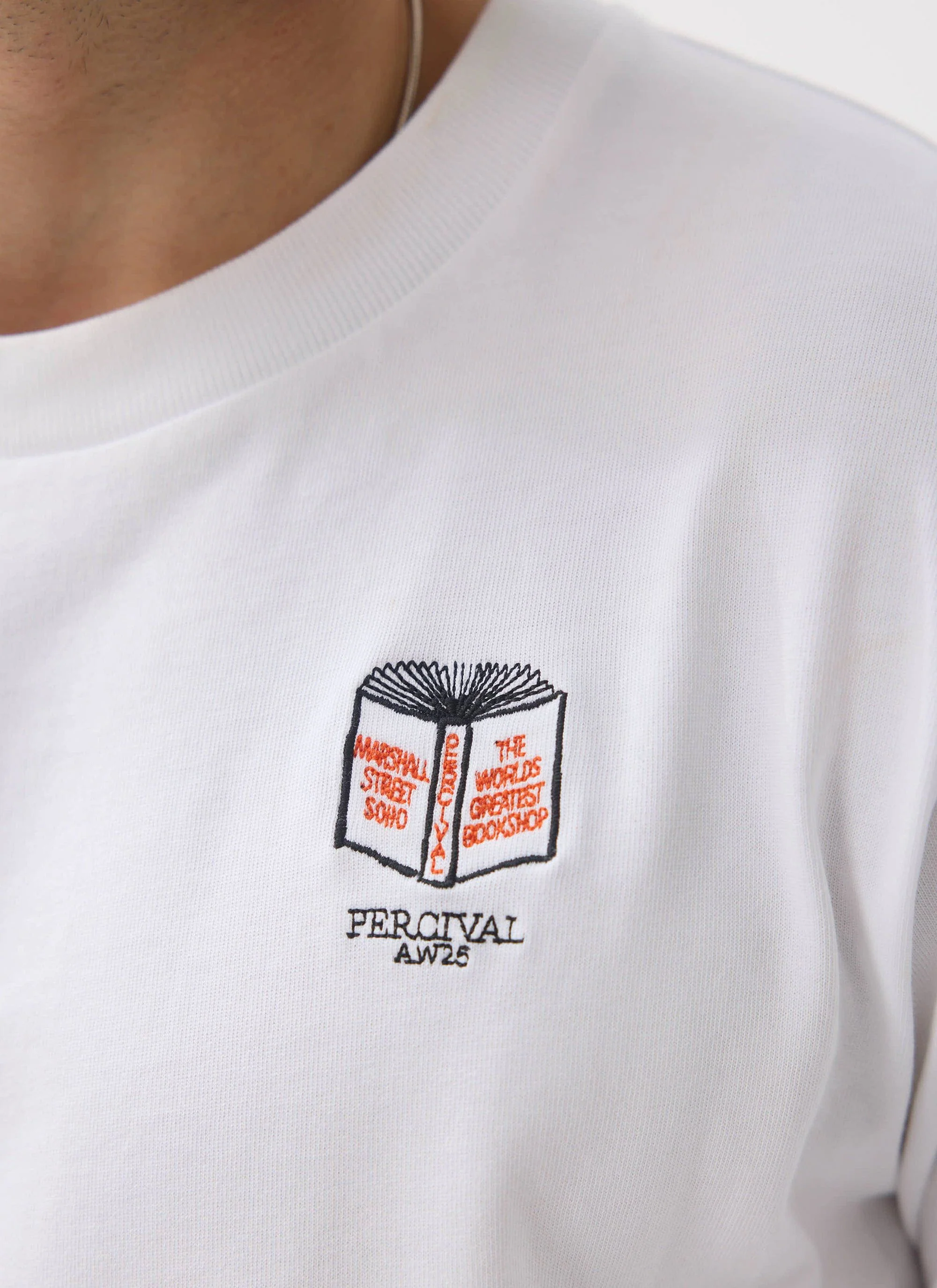 4428-greatest-bookshop-t-shirt-embroidered-organic-cotton-white-4.webp Greatest Bookshop T Shirt | Embroidered Organic Cotton | White