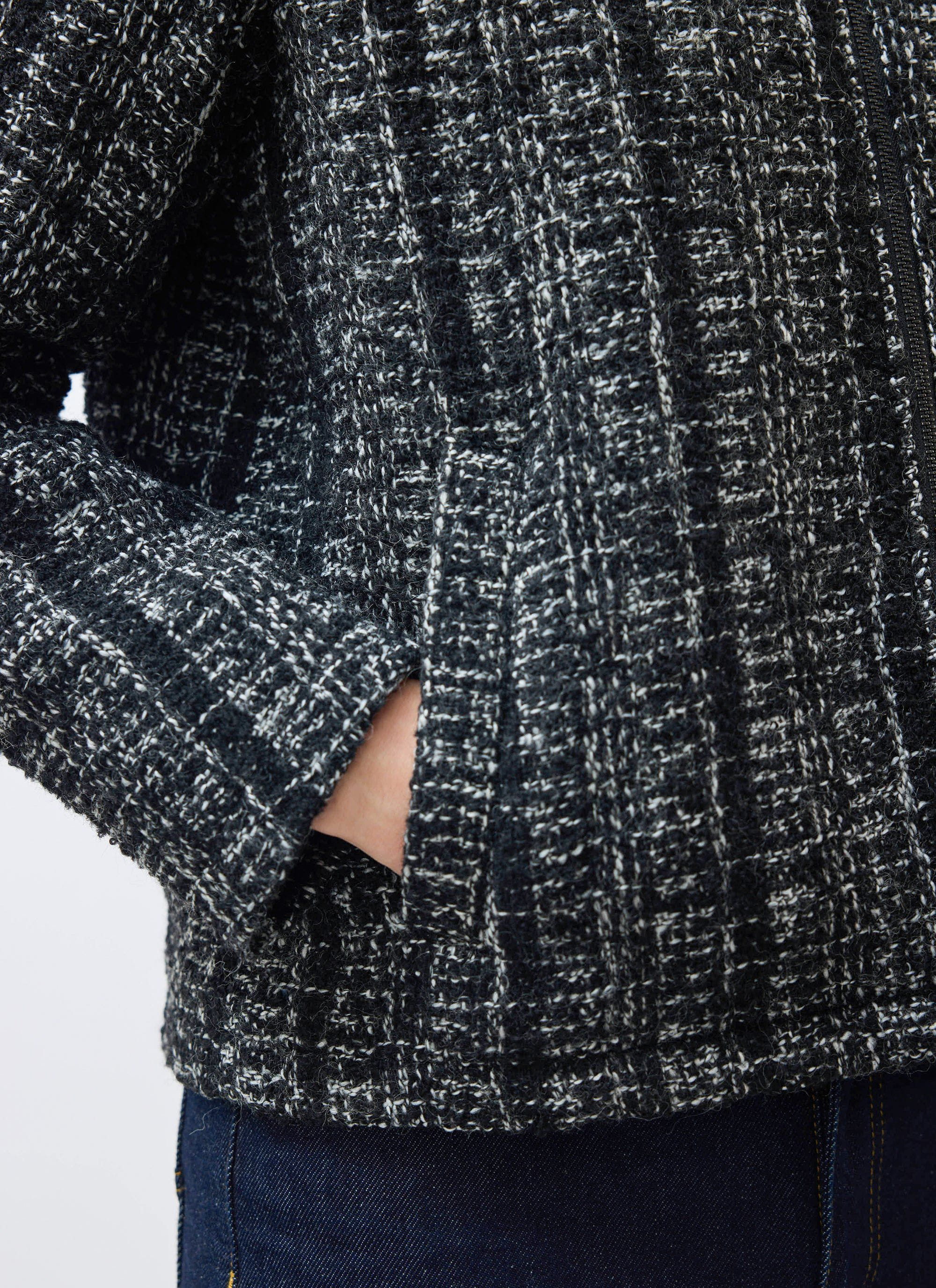 Ingegno Zip Wool Boxy Jacket | Black