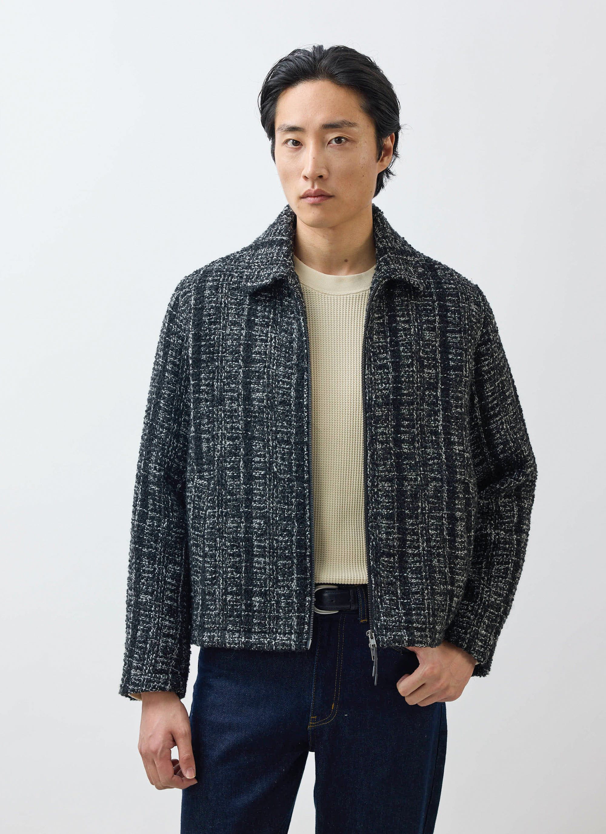 Ingegno Zip Wool Boxy Jacket | Black