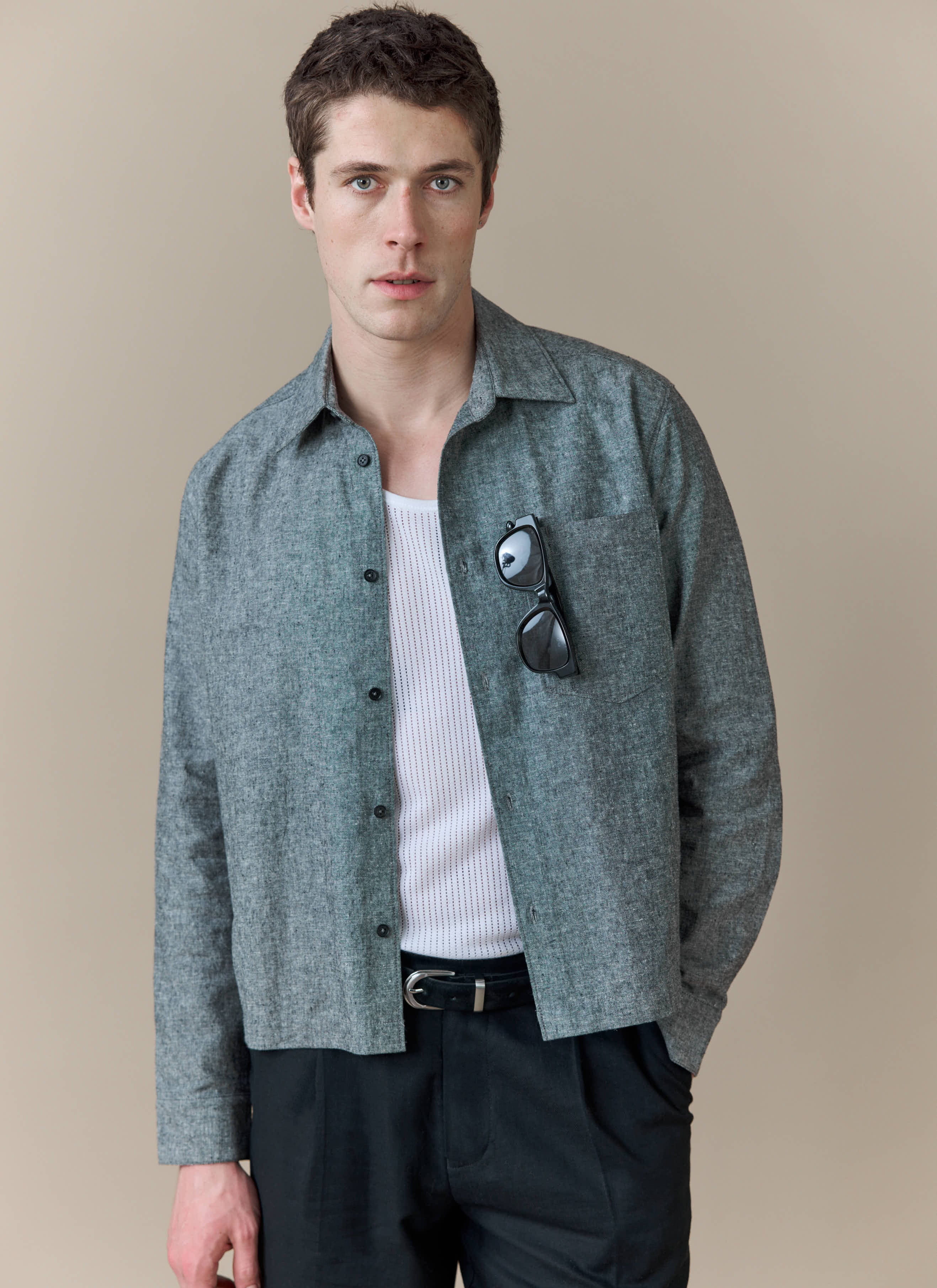 4484-textured-boxy-shirt-cotton-grey-1.jpg Textured Boxy Shirt | Cotton | Grey