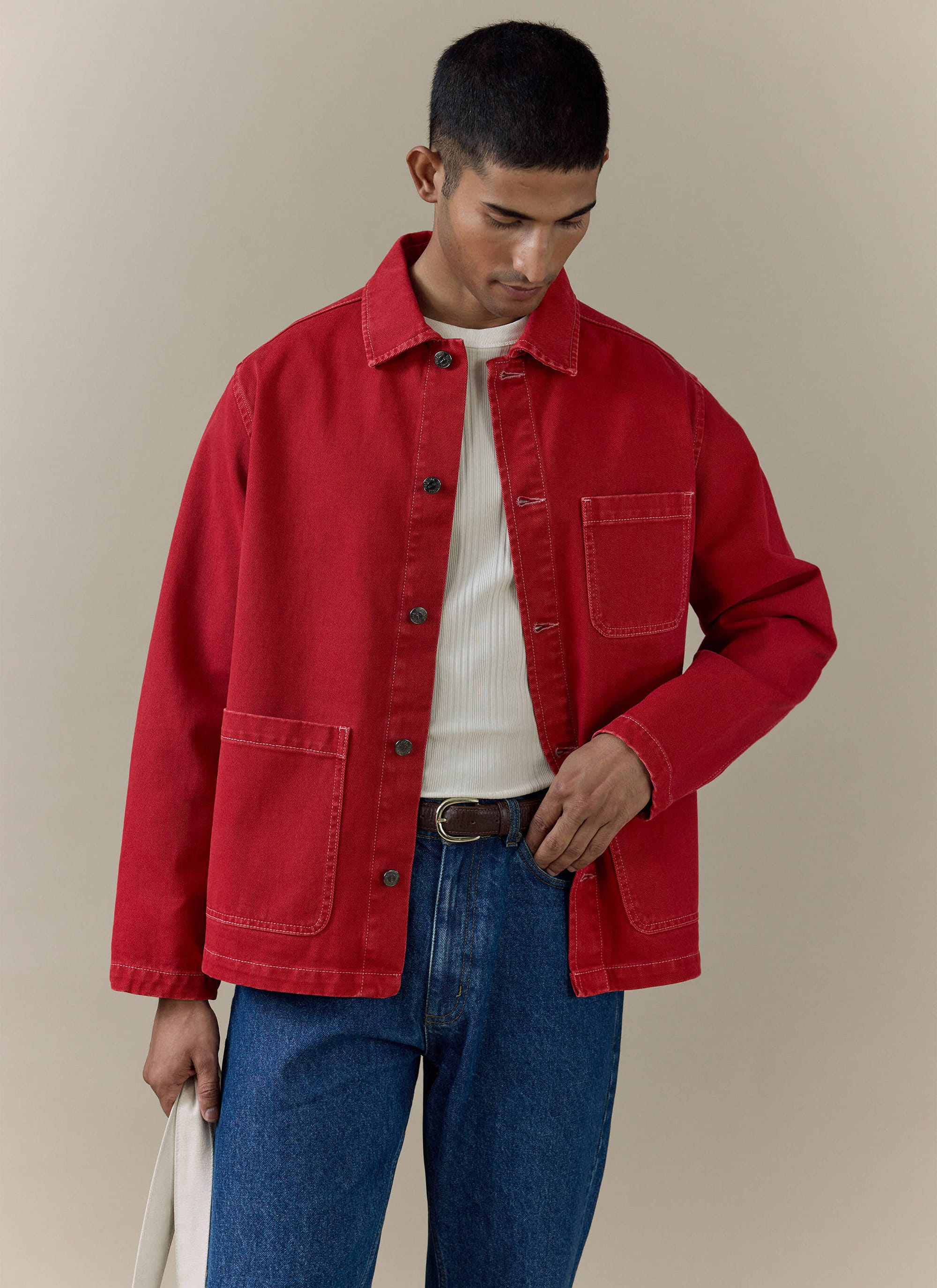 451-vintage-wash-oliver-chore-jacket-cotton-canvas-red-1.jpg Vintage Wash Oliver Chore Jacket | Cotton Canvas | Red