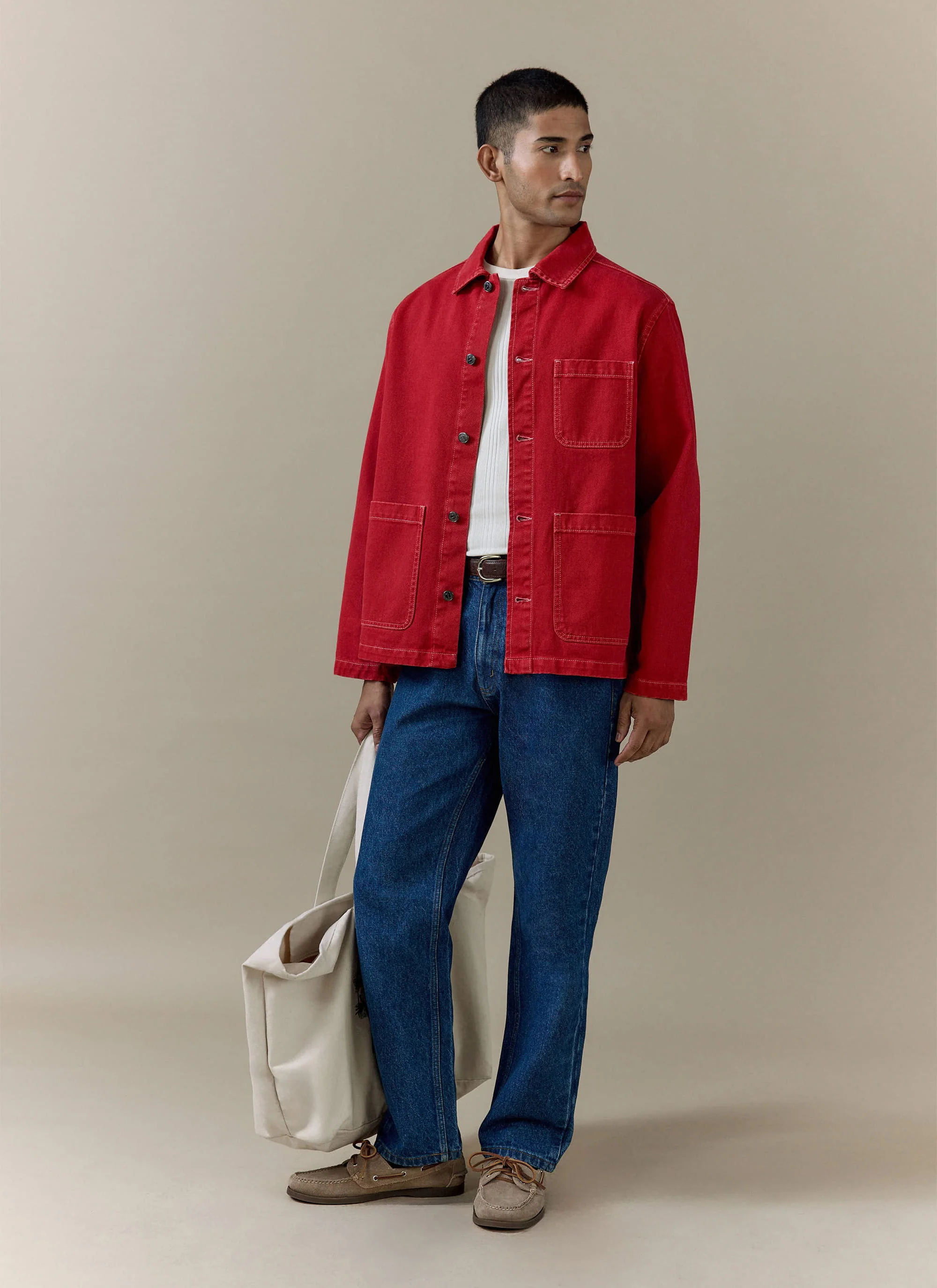 Vintage Wash Oliver Chore Jacket | Cotton Canvas | Red