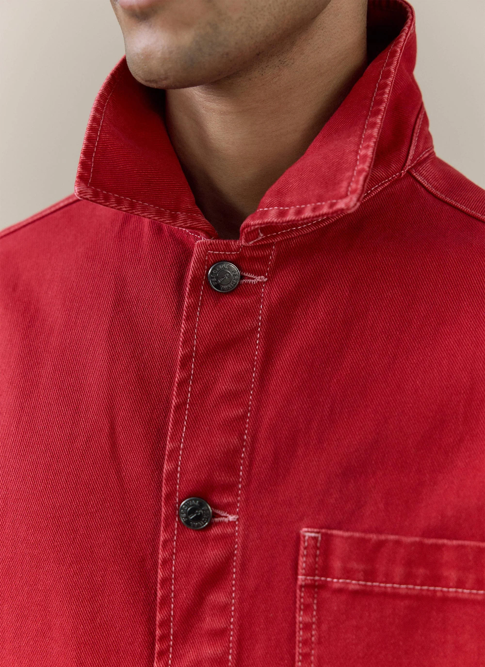 Vintage Wash Oliver Chore Jacket | Cotton Canvas | Red