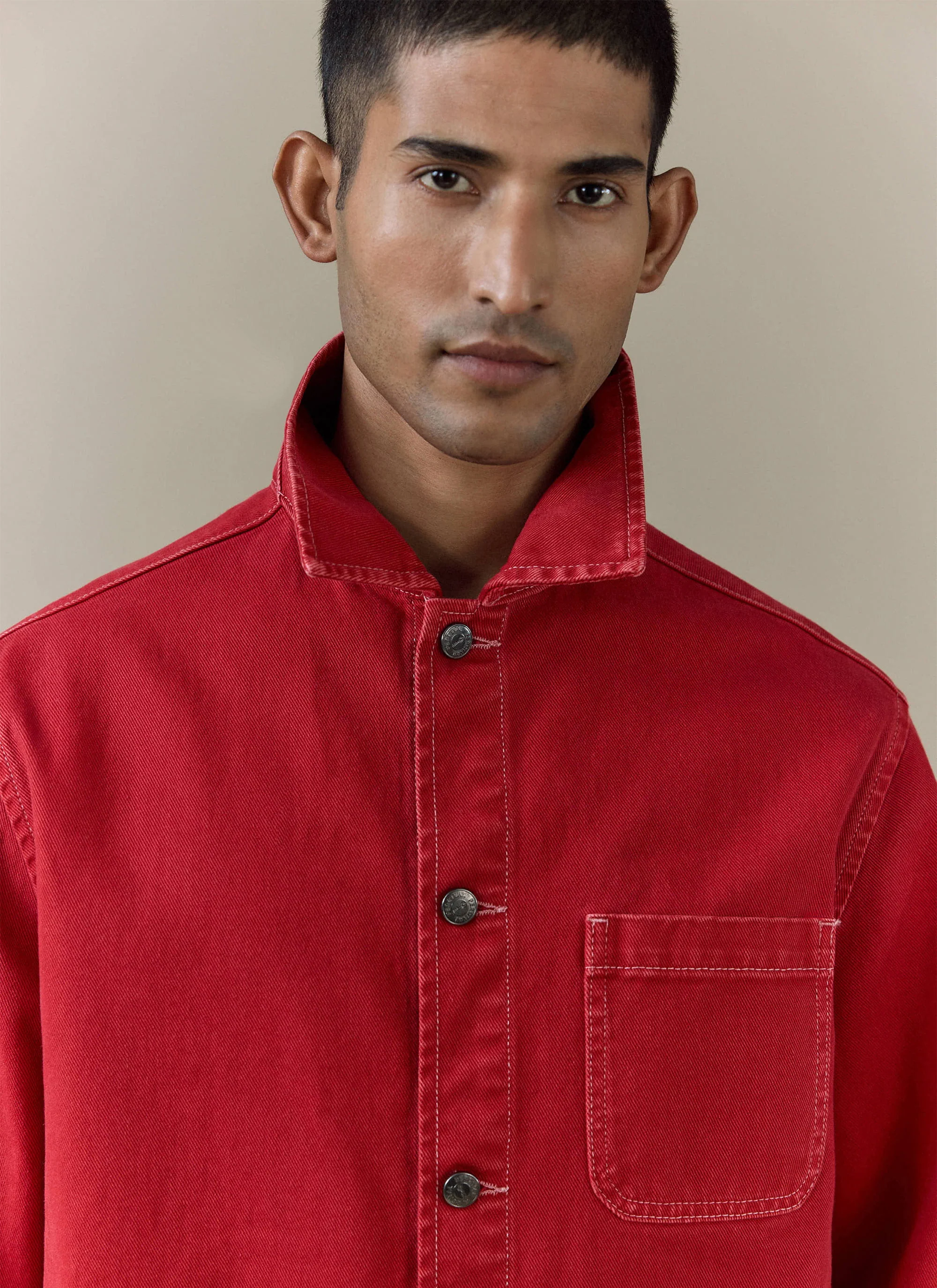 Vintage Wash Oliver Chore Jacket | Cotton Canvas | Red