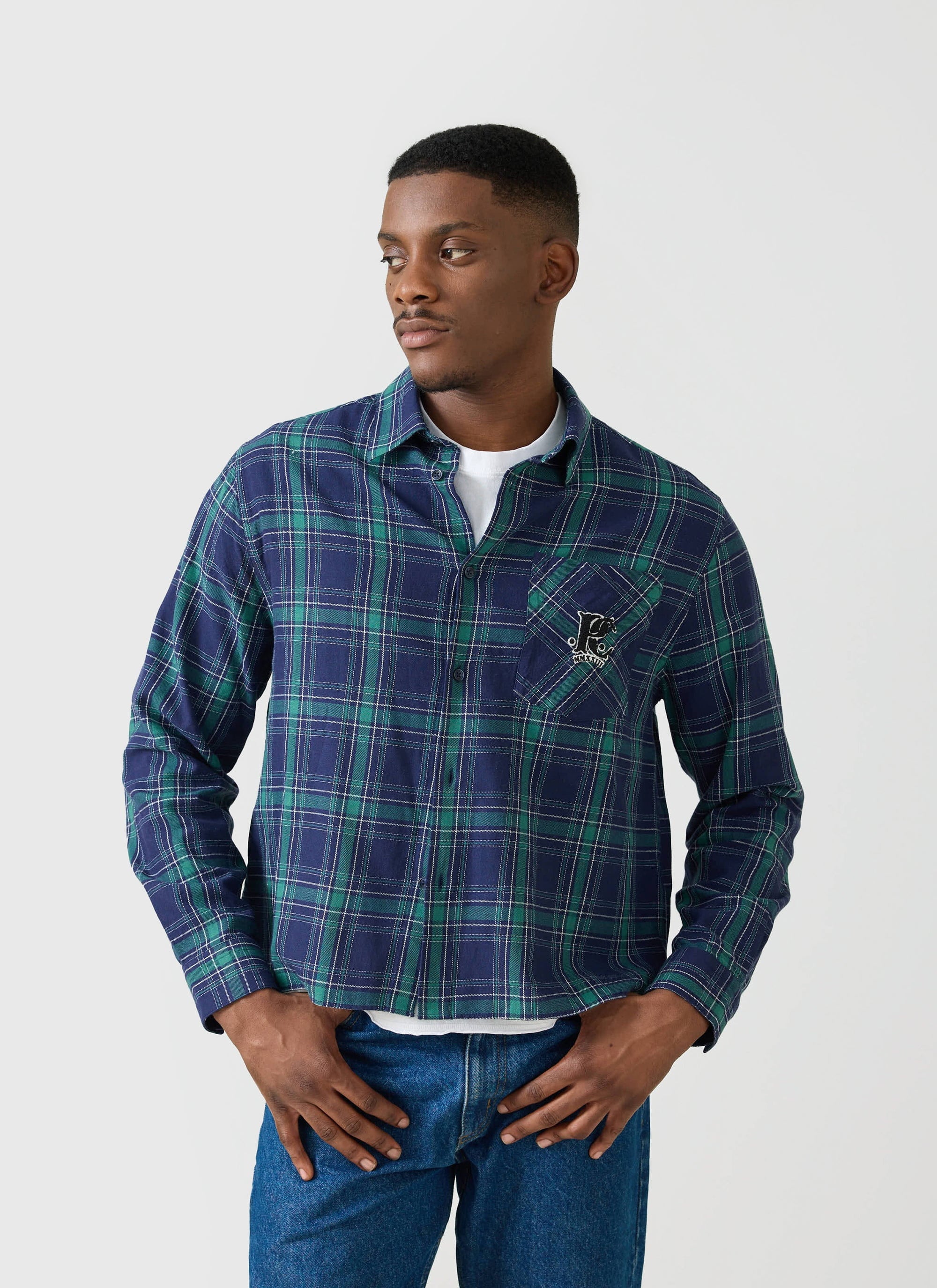 Check Boxy Long Sleeve Shirt | Champion x Percival | Multi