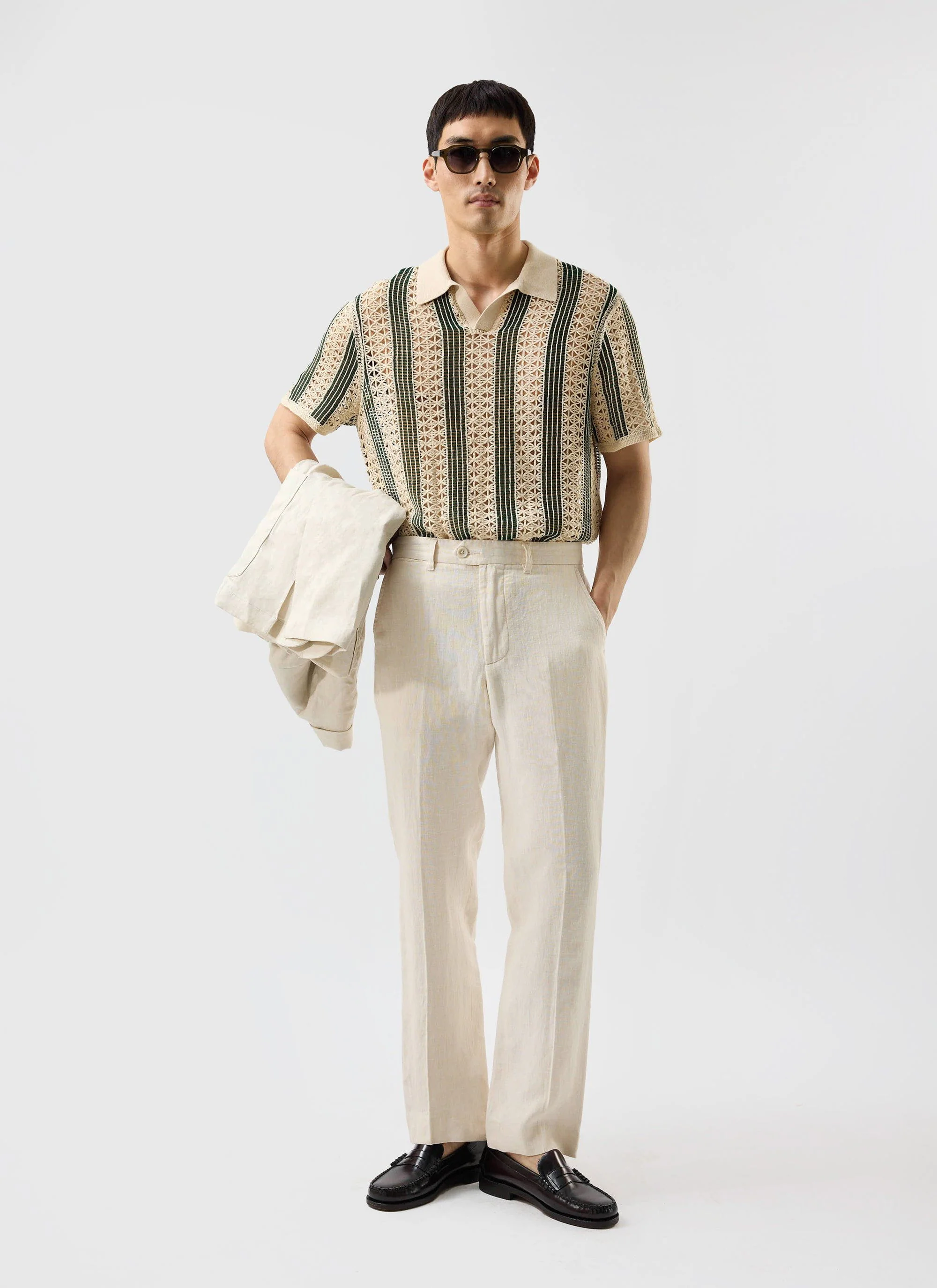 4560-sarti-knitted-polo-shirt-cotton-cream-with-forest-1.webp Sarti Knitted Polo Shirt | Cotton | Cream with Forest