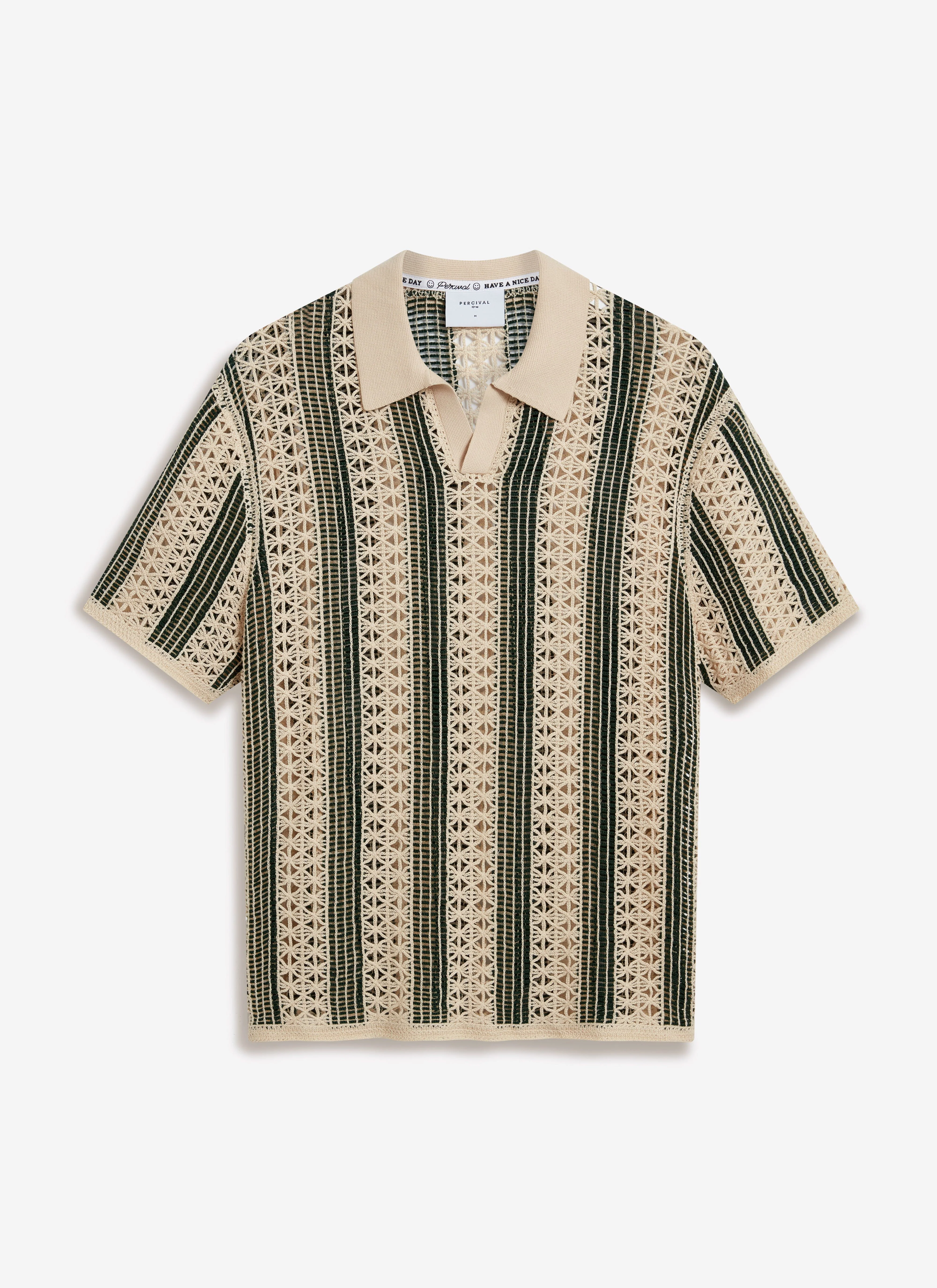 Sarti Knitted Polo Shirt | Cotton | Cream with Forest