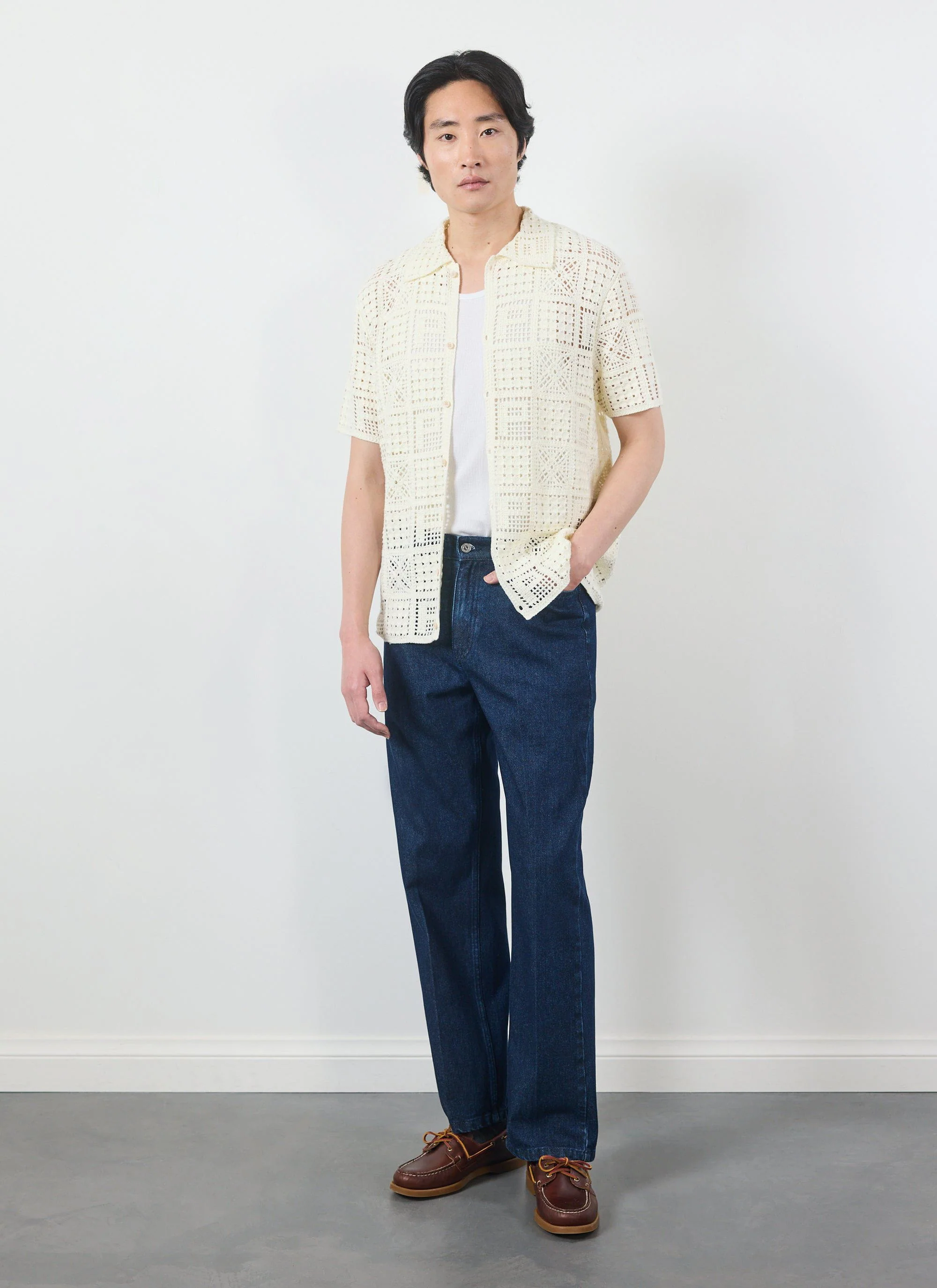 4567-crochet-groundsman-shirt-cotton-cream-1.webp Crochet Groundsman Shirt | Cotton | Cream