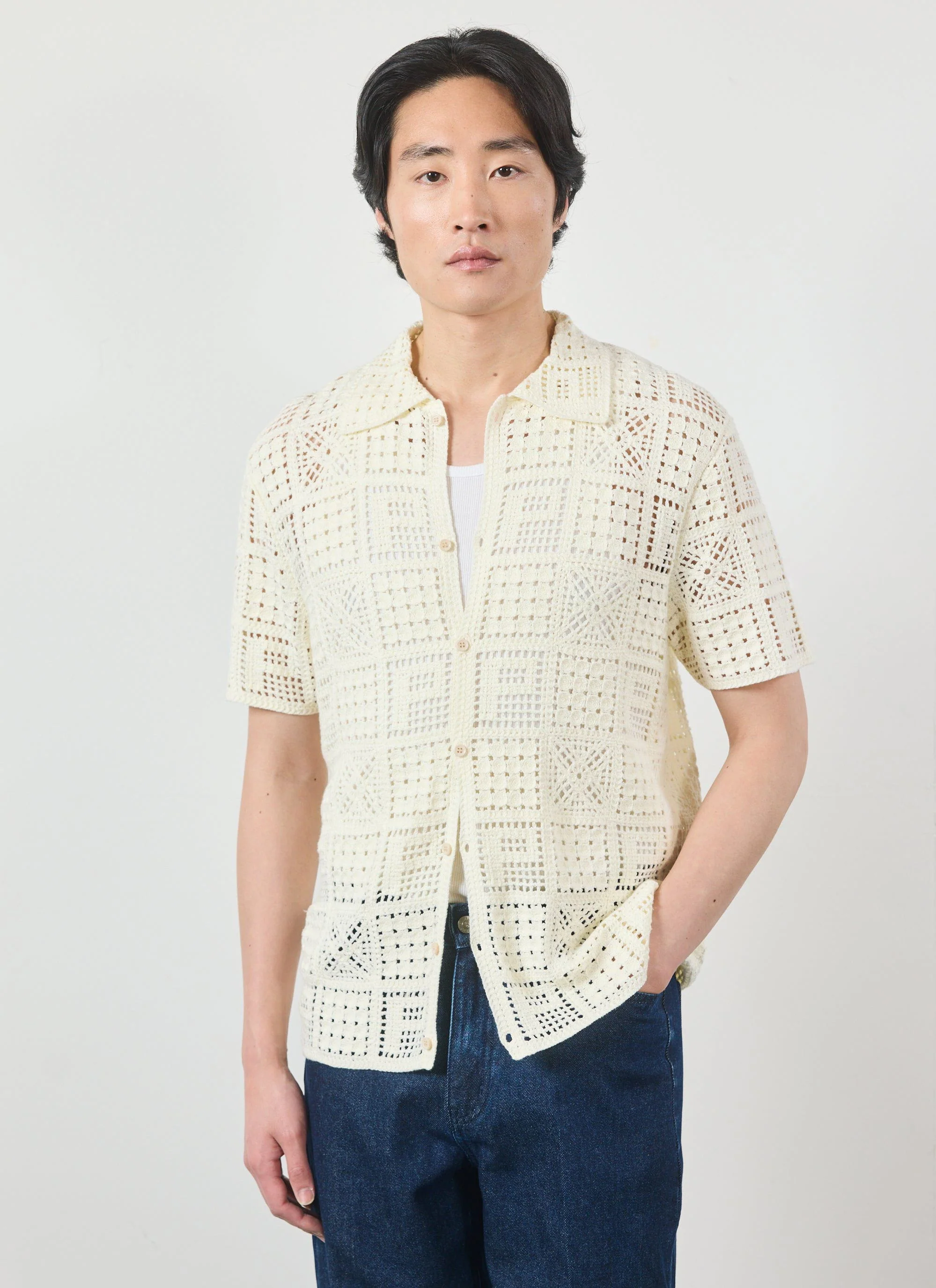 Crochet Groundsman Shirt | Cotton | Cream