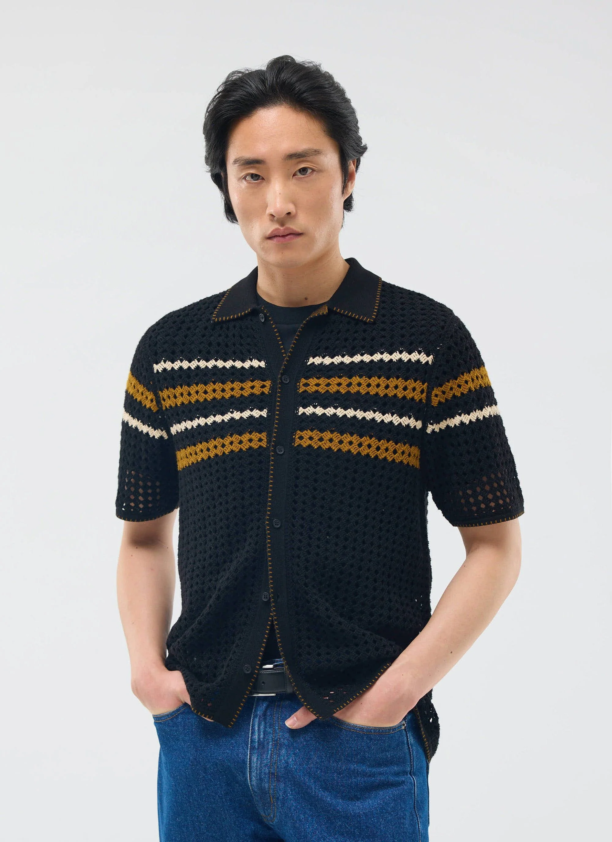 4595-pesaro-knitted-shirt-cotton-black-1.webp Pesaro Knitted Shirt | Cotton | Black