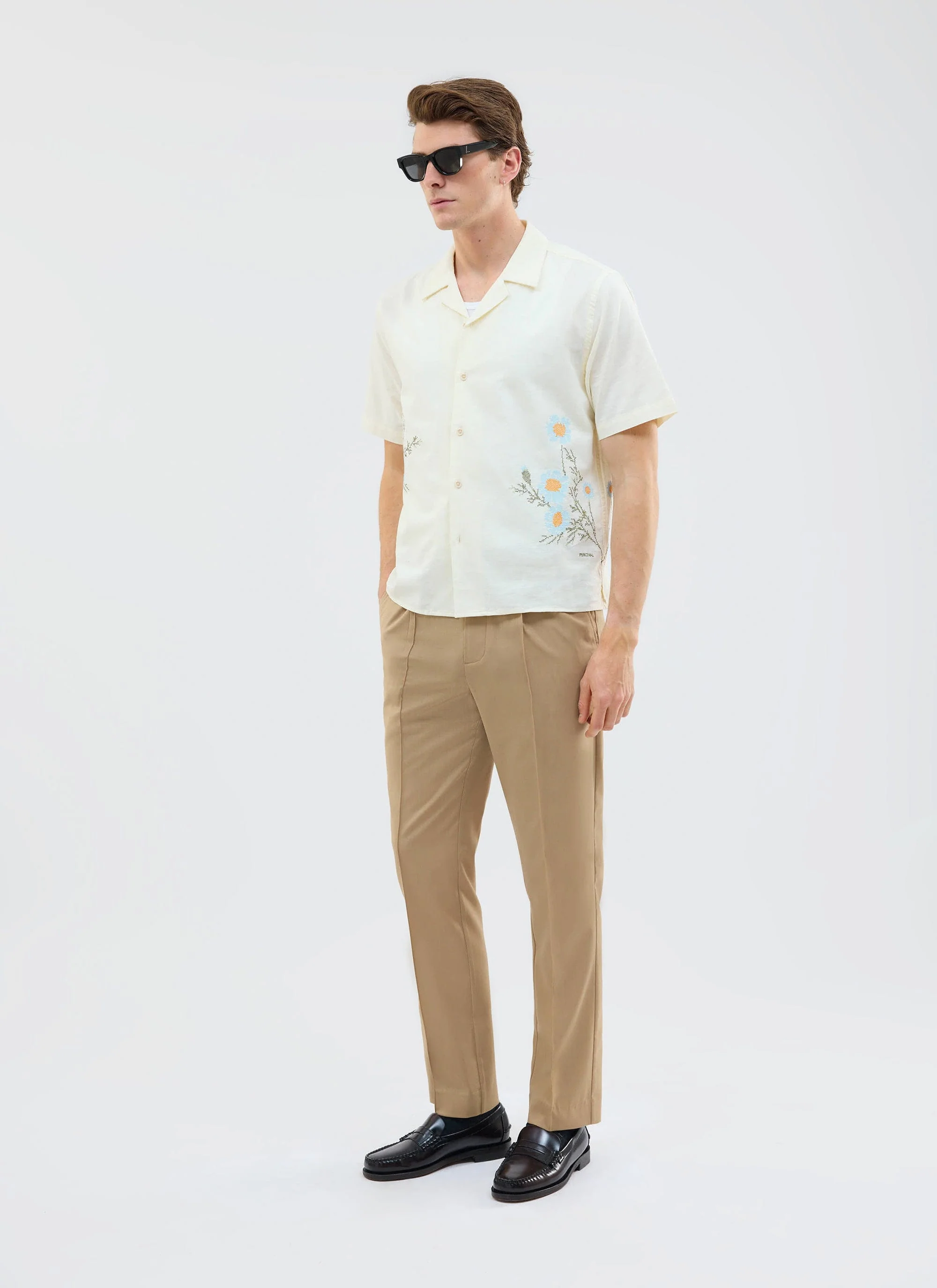 Tailored Elasticated Waist Trousers | Cotton | Tan