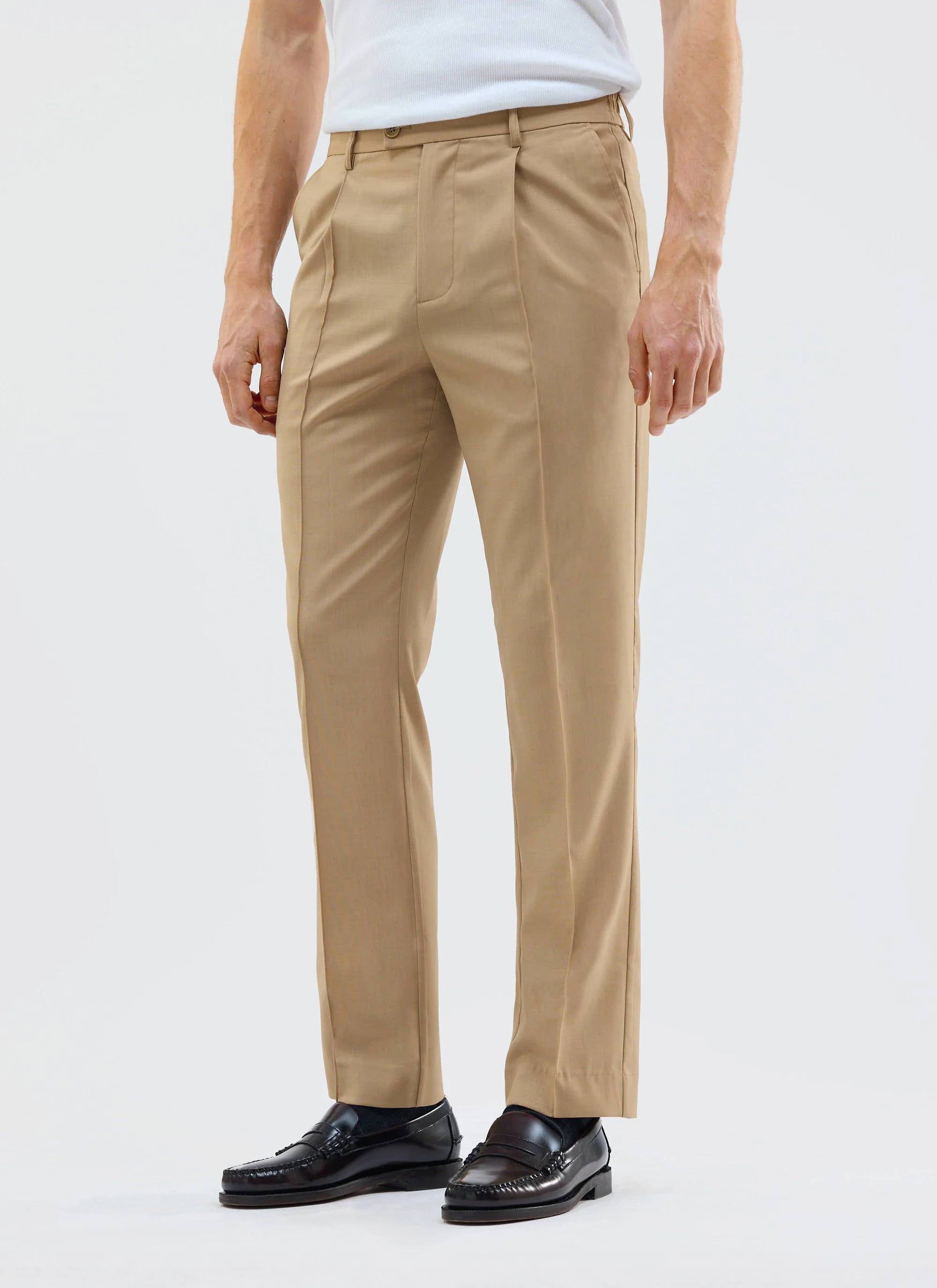 4644-tailored-elasticated-waist-trousers-cotton-tan-2.webp Tailored Elasticated Waist Trousers | Cotton | Tan