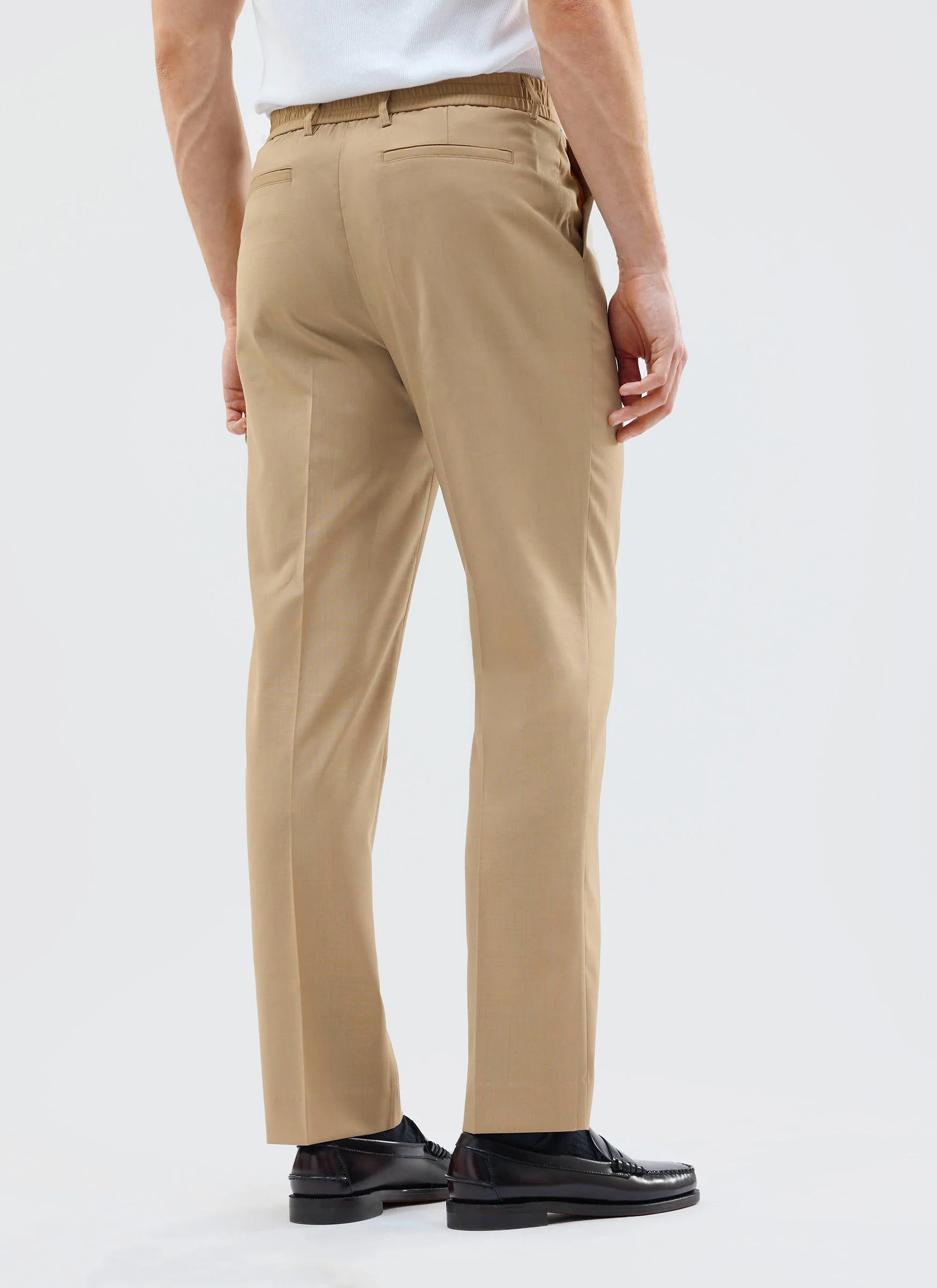 4644-tailored-elasticated-waist-trousers-cotton-tan-3.webp Tailored Elasticated Waist Trousers | Cotton | Tan