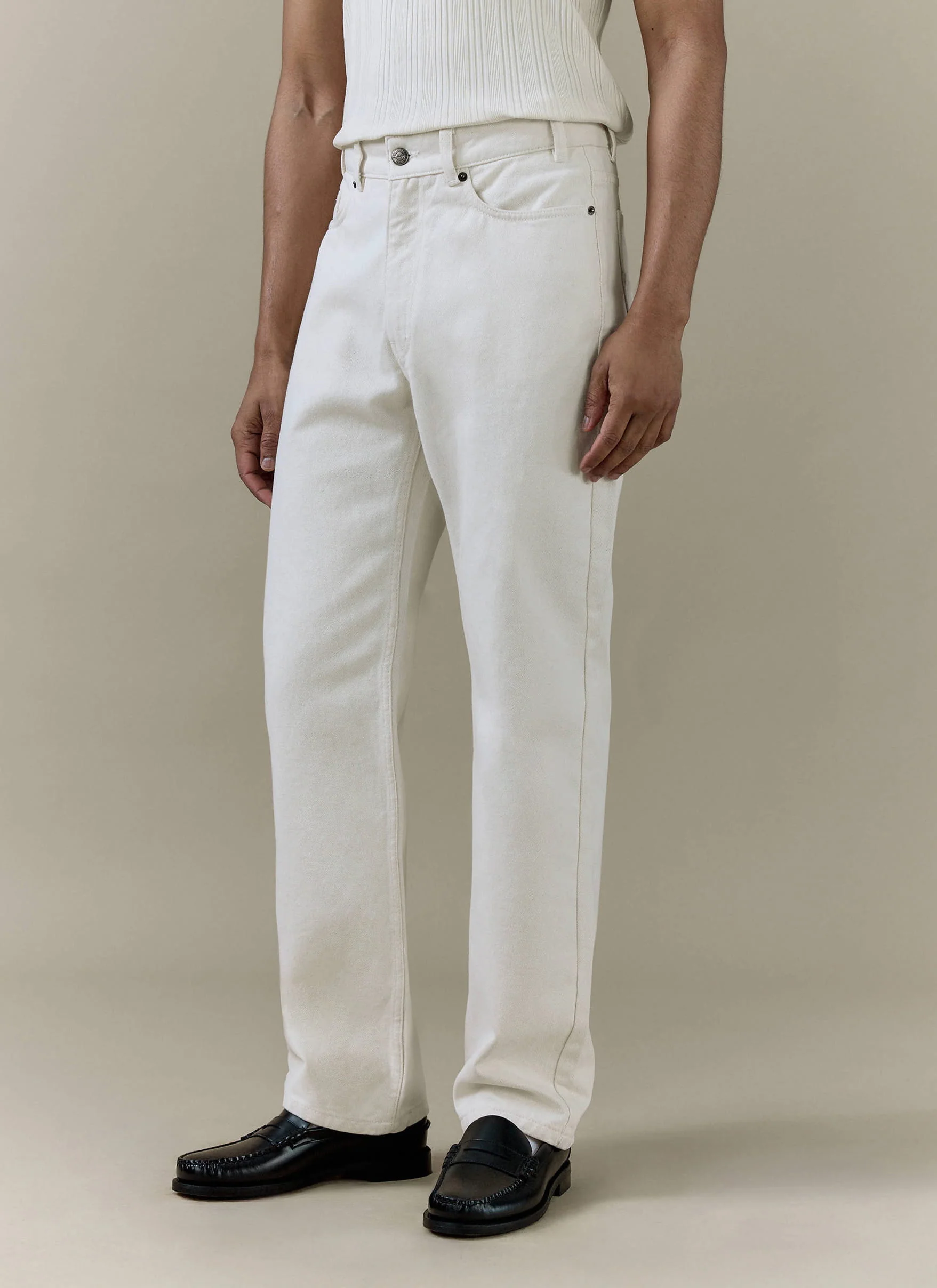 465-straight-leg-denim-jeans-cotton-cream-4.webp Straight Leg Denim Jeans | Cotton | Cream