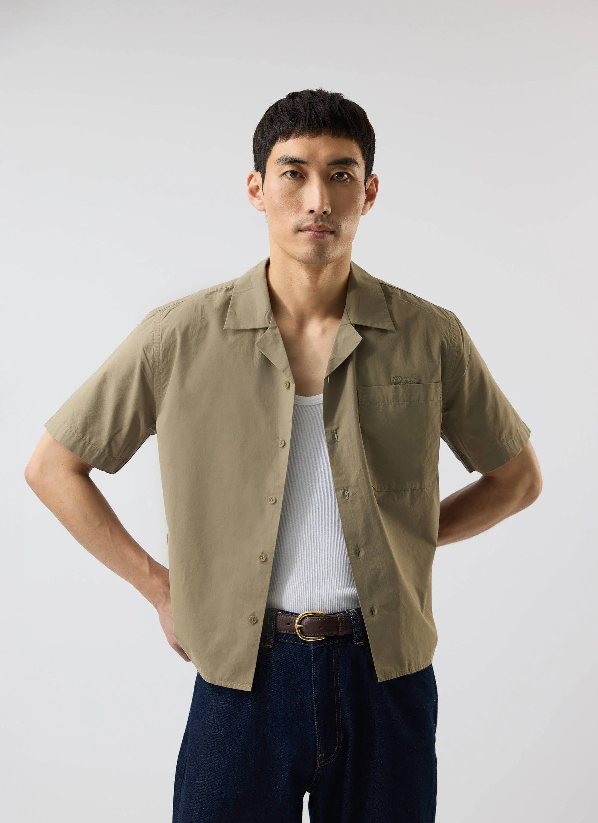 4658-boxy-cropped-cuban-collar-shirt-olive-1.webp Boxy Cropped Cuban Collar Shirt | Olive
